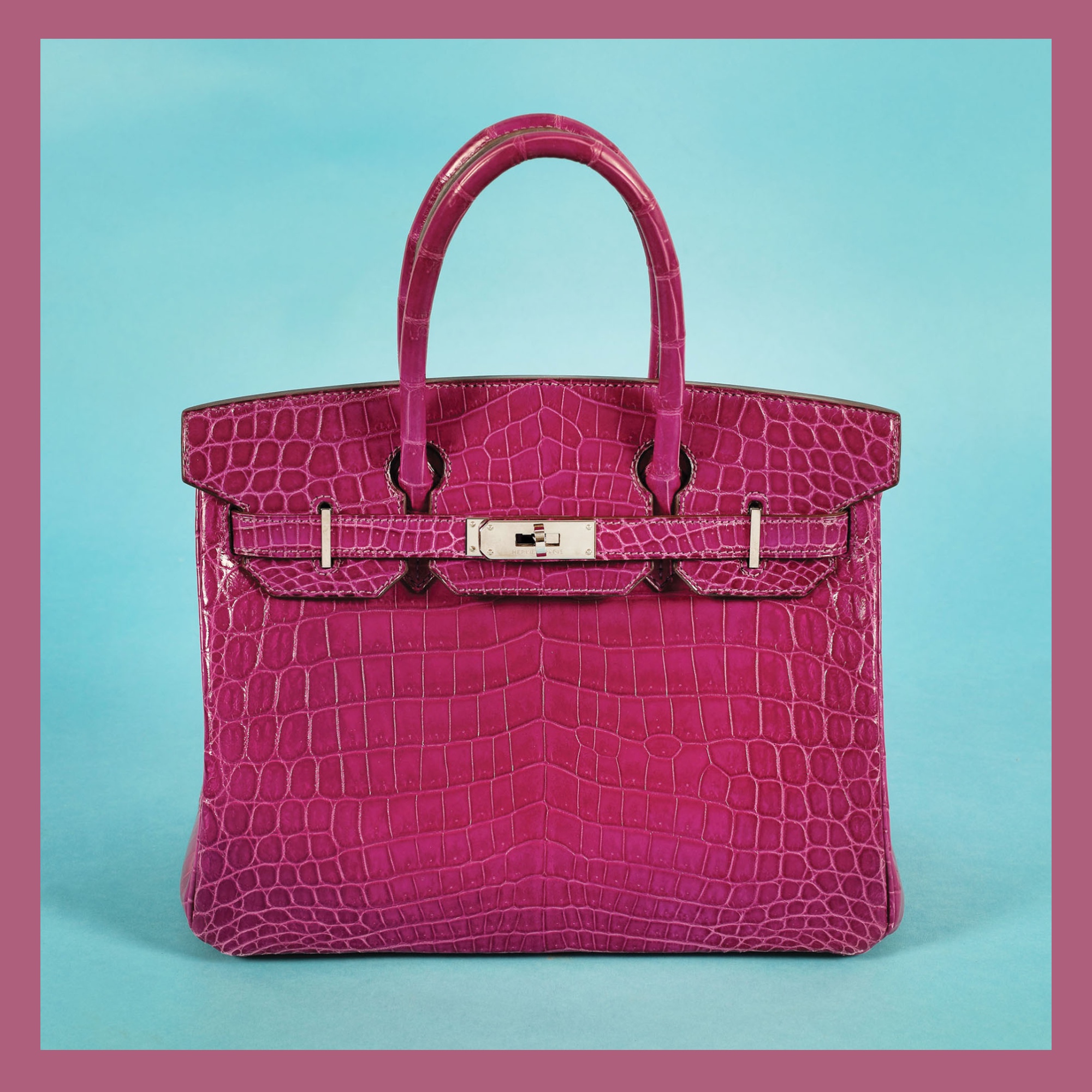 "Birkin 30" - Hermès rare bag, crocodile leather, colour Scheherazade Pink, for women, accompanied by original box