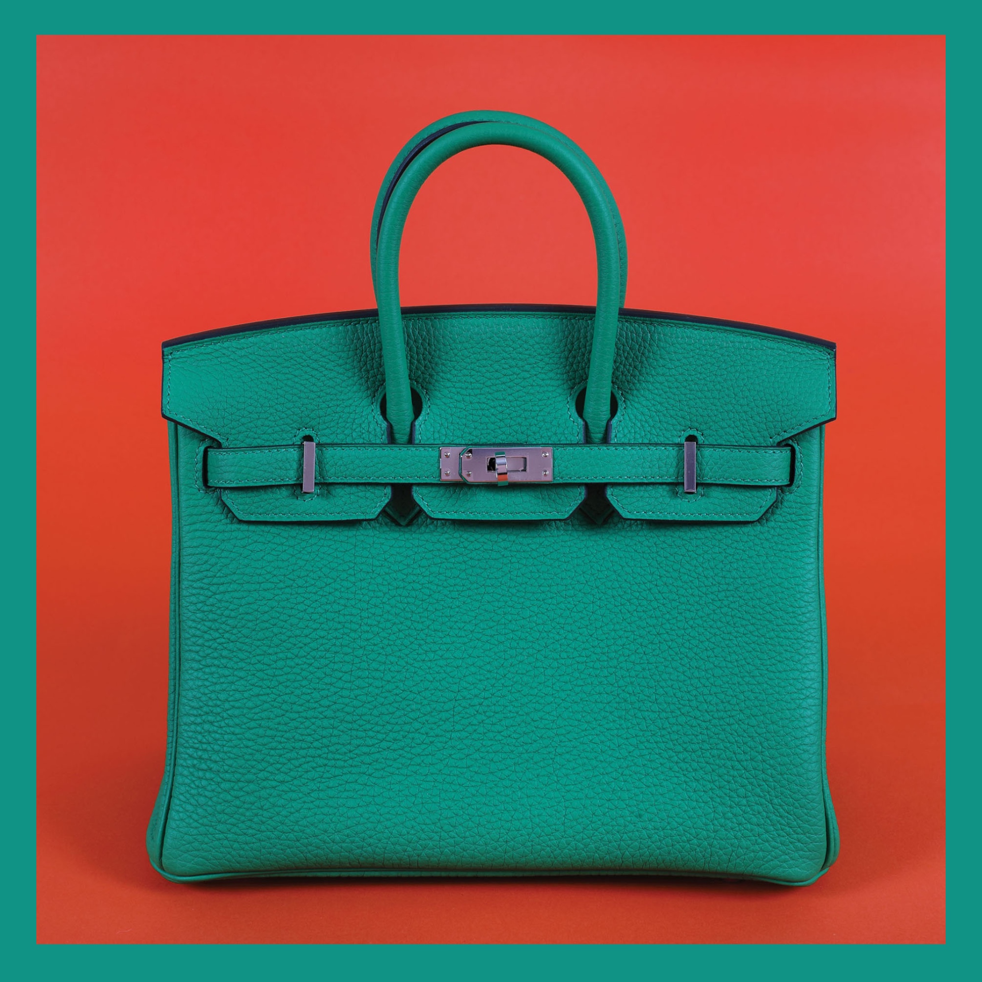 ”Birkin 25” - geantă Hermès, nouă, din piele Togo, de culoare Bambou, de damă, vine însoțită de factură, husă de protecție împotriva ploii și cutia originală