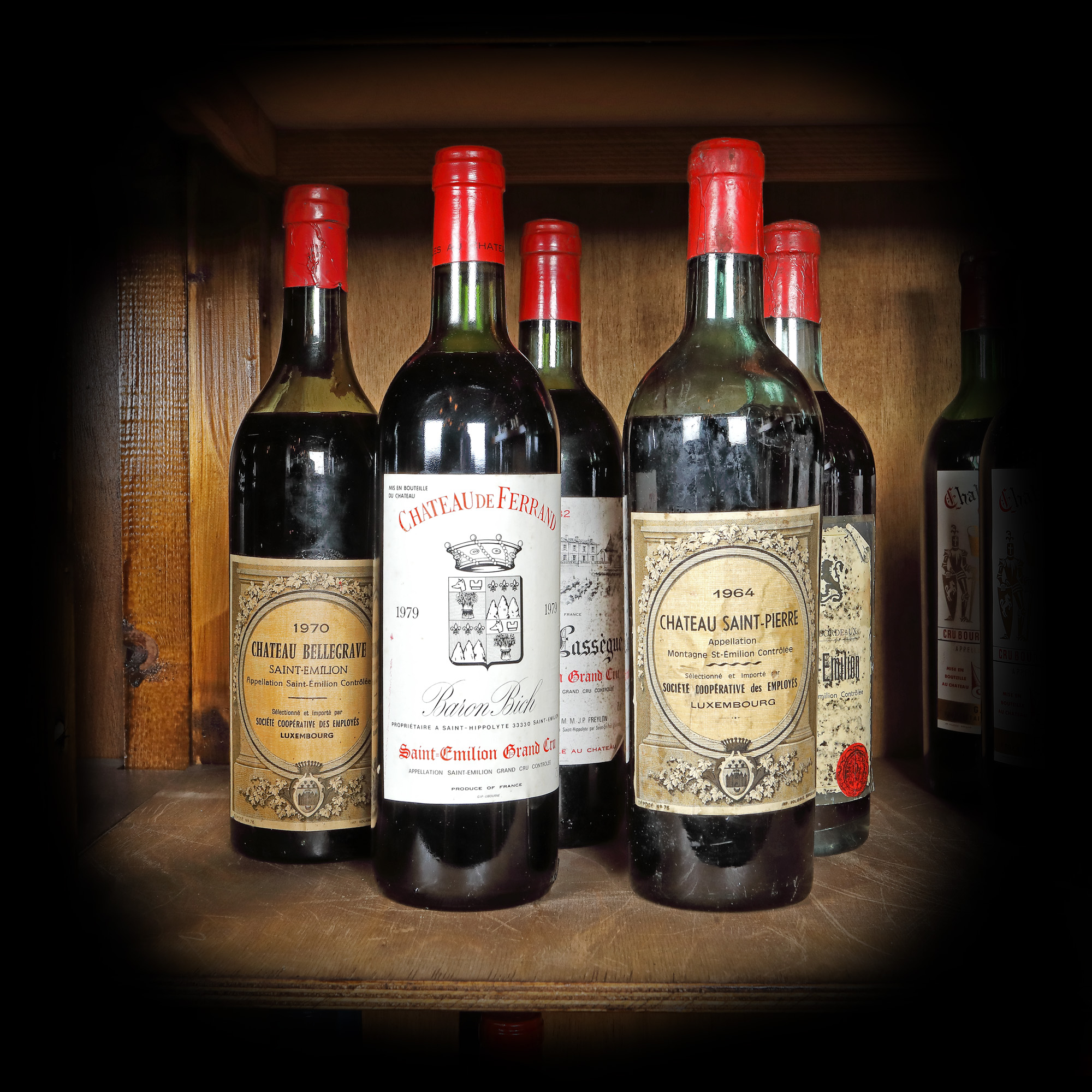 Lot de vinuri de colecție de la castelele din Saint-Émilion, Bordeaux, 1964-1982, 5st x 0,75l