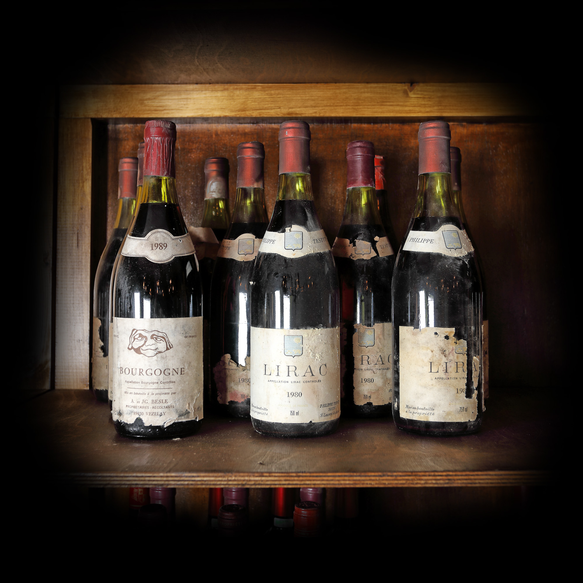 Vinuri franțuzești Lirac, Beaujolais și Bourgogne, 1980/1970/1989, 12st x0,75l