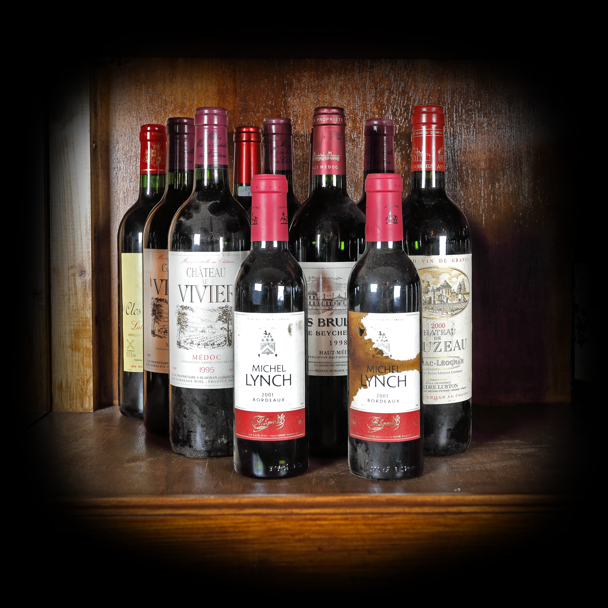 Selecție de vinuri Bordeaux, 1995/1998/1999/2001, 10st x 0,75l, 2st x 0.375l