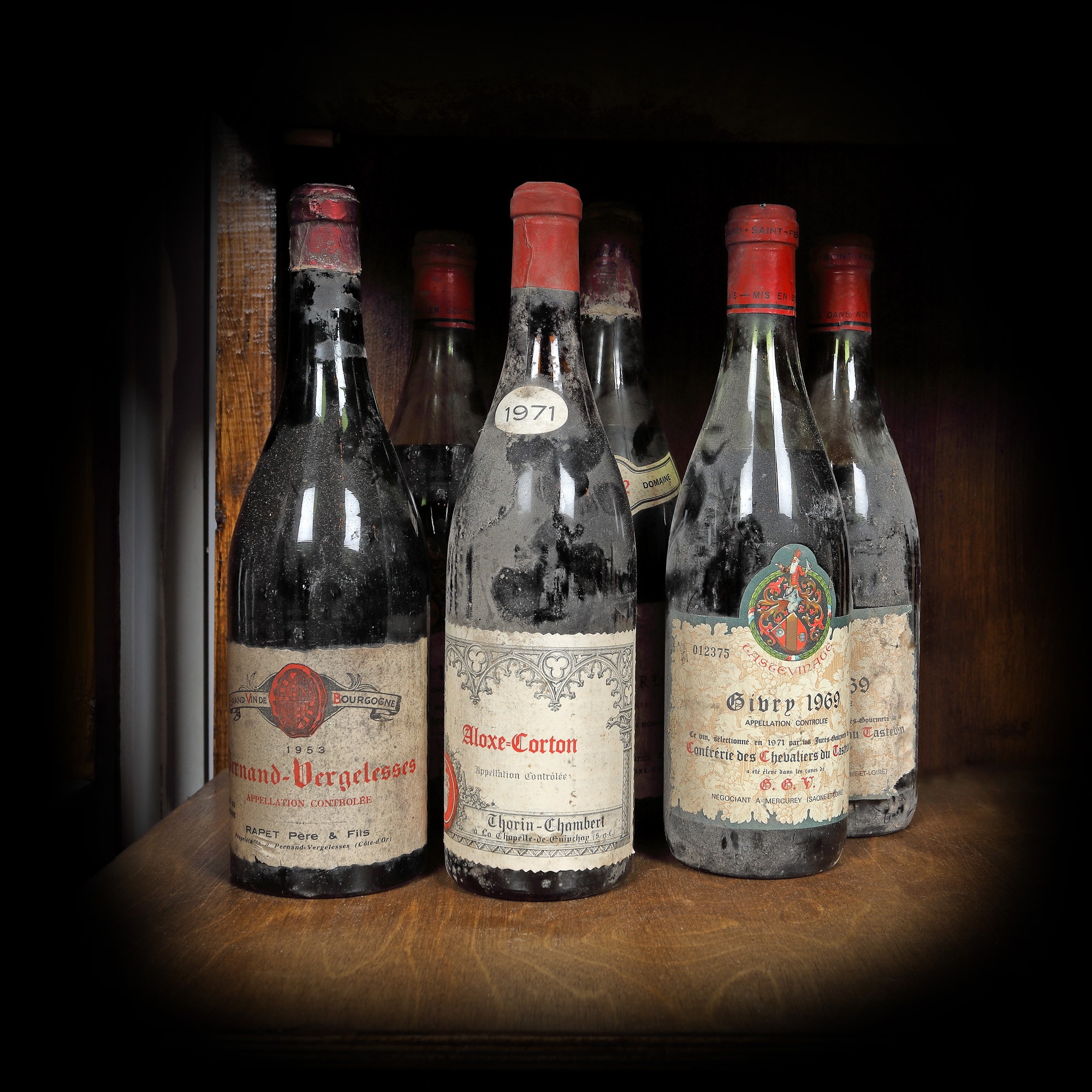 Lot format din vinuri de Bourgogne Niv Bas, 1953/1969/1971/1972, 6st x 0,75l