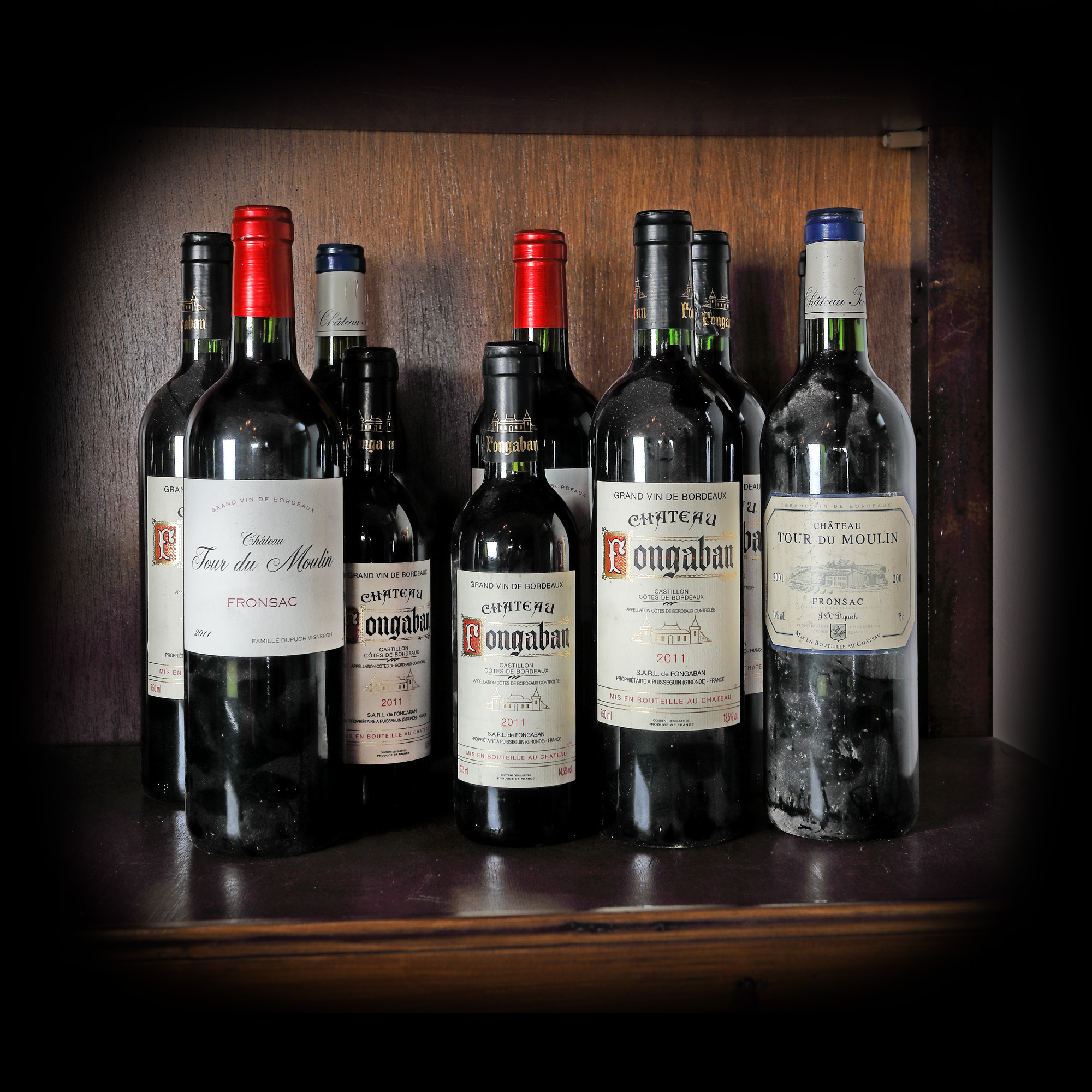 Colecție de vinuri de Bordeaux, 2001/2009/2011, 9st x 0,75 l, 2st x 0,375l 