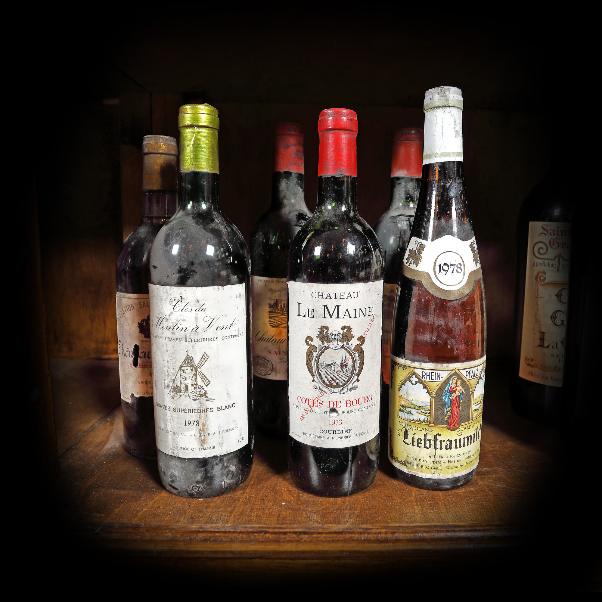 Selecție de vinuri albe și roșii, Franța și Germania, anii 1970, 6st x 0,75l