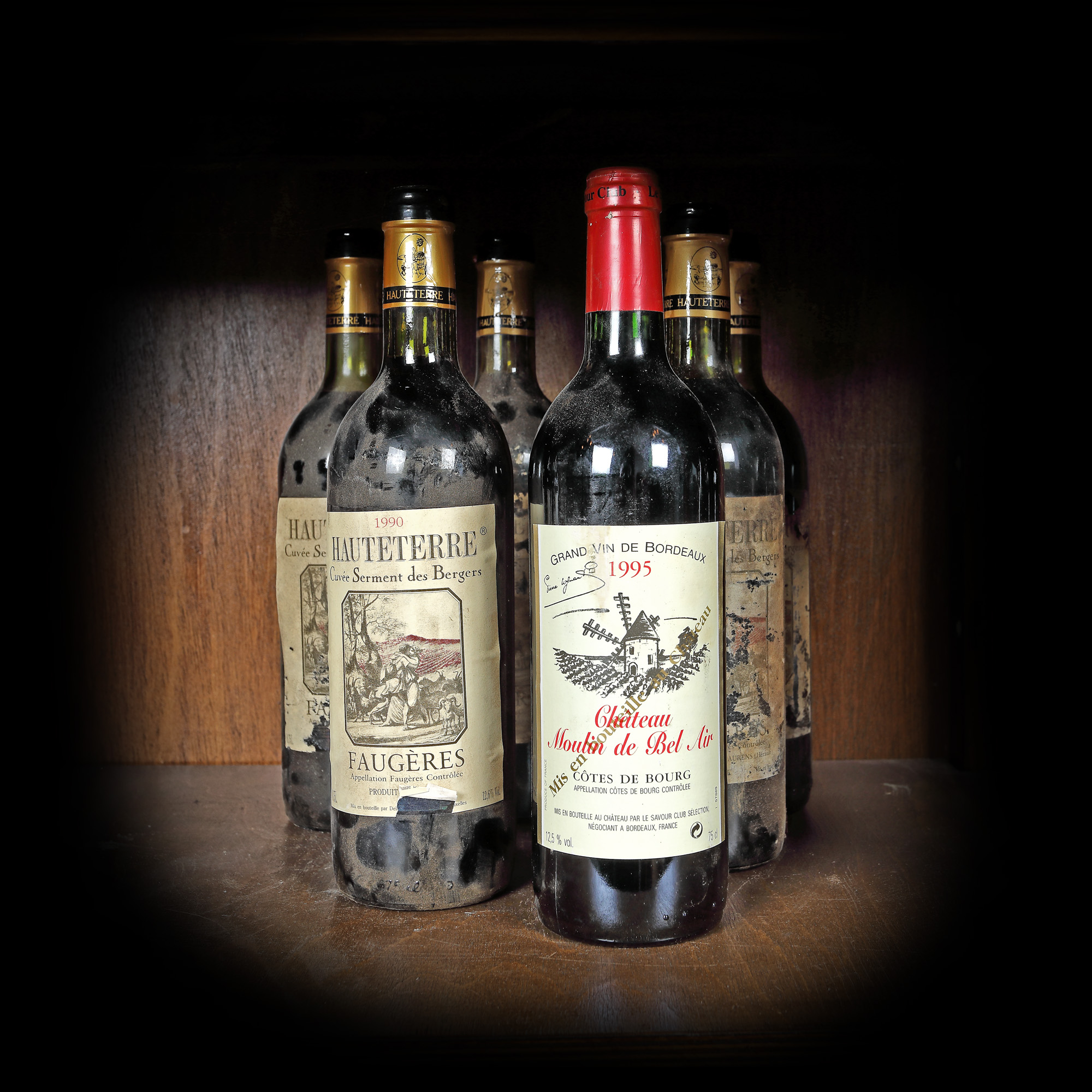 Wine selection Faugères and Côtes de Bourg, 1989/1990/1995, 6b x 0.75l