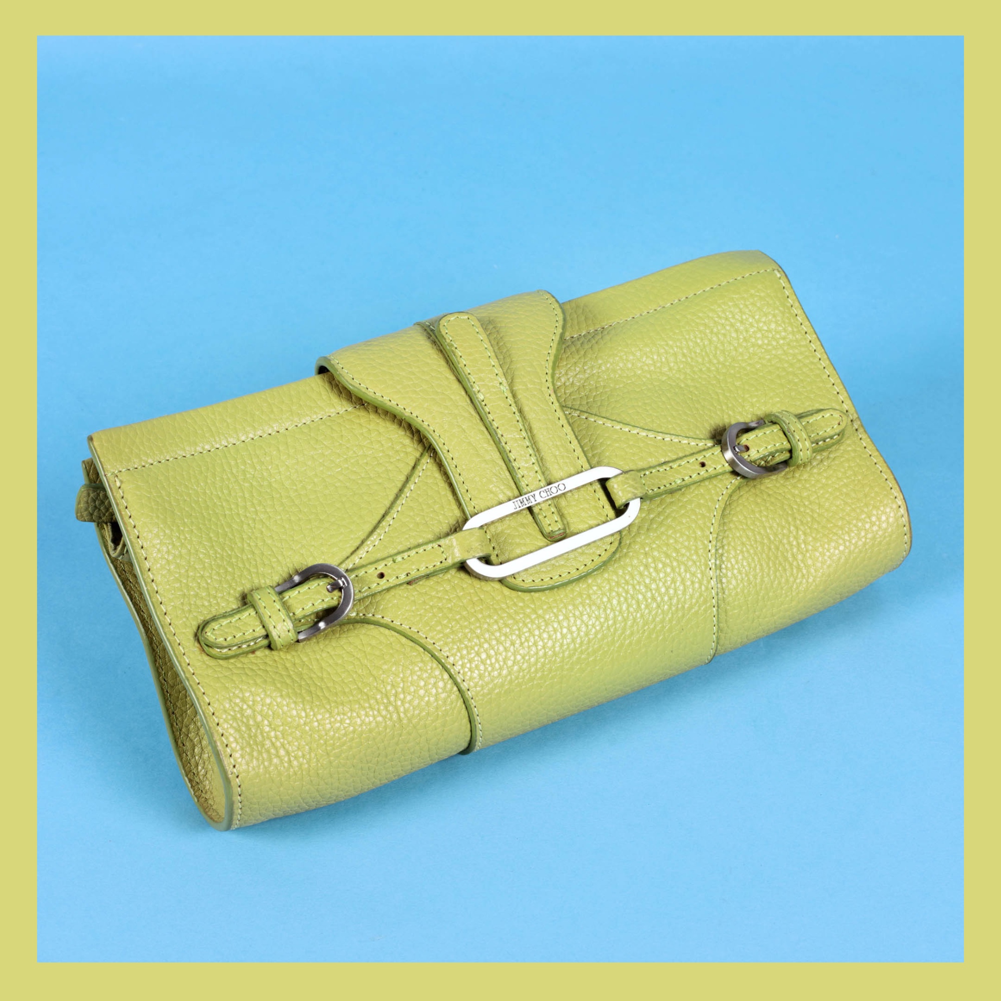 "Tulita" - clutch Jimmy Choo, din piele, de culoare Lime, de damă