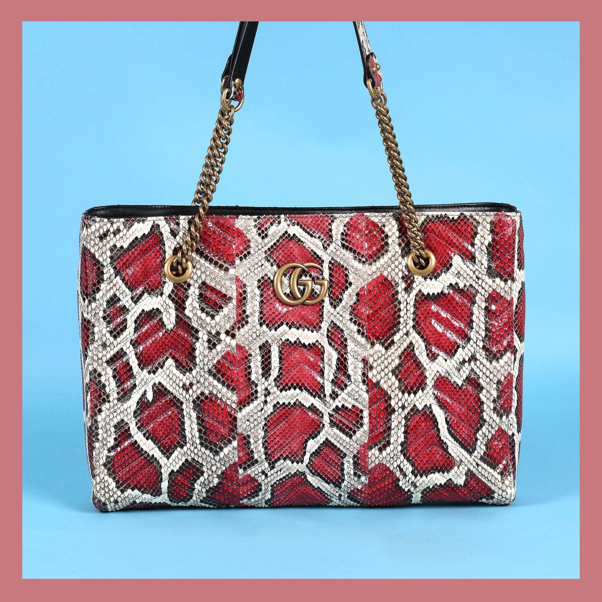 ”Marmont Tote” - geanta Gucci, din piele de piton, de damă, însoțită de husa originală