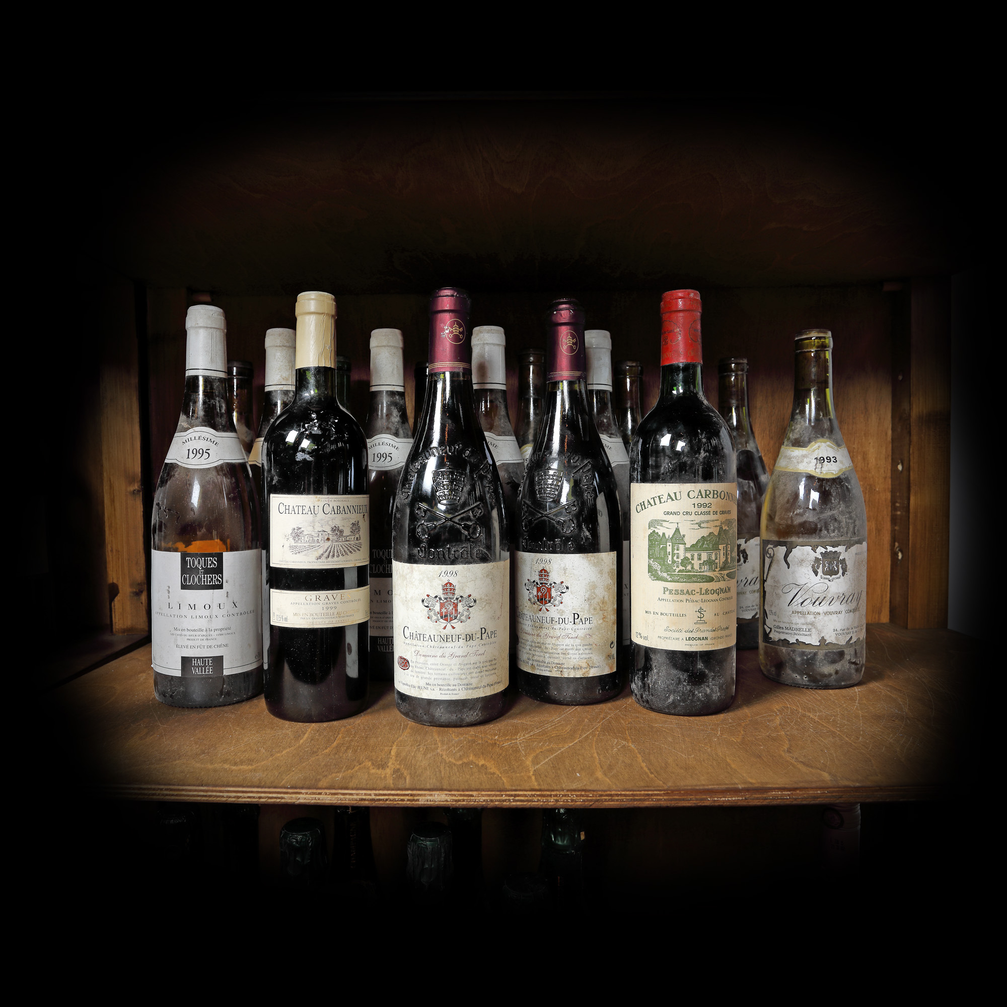 Selecție de vinuri albe și roșii, Franța, anii 1990, 17st x 0,75l