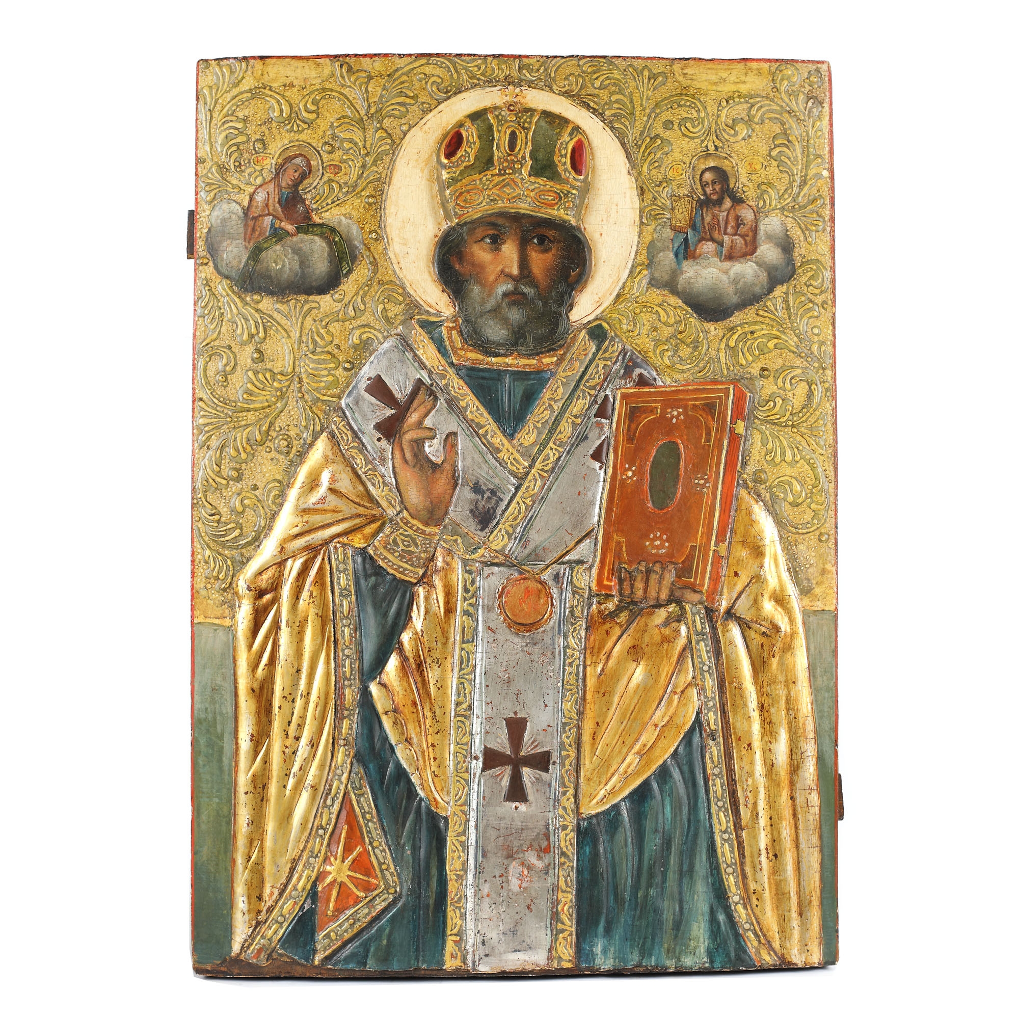 "Saint Nicholas the Miracle-Worker", royal icon on carved wood, Transylvanian school, northern half of Transylvania (Ruthenian influence), late 18th century, very rare collector's item