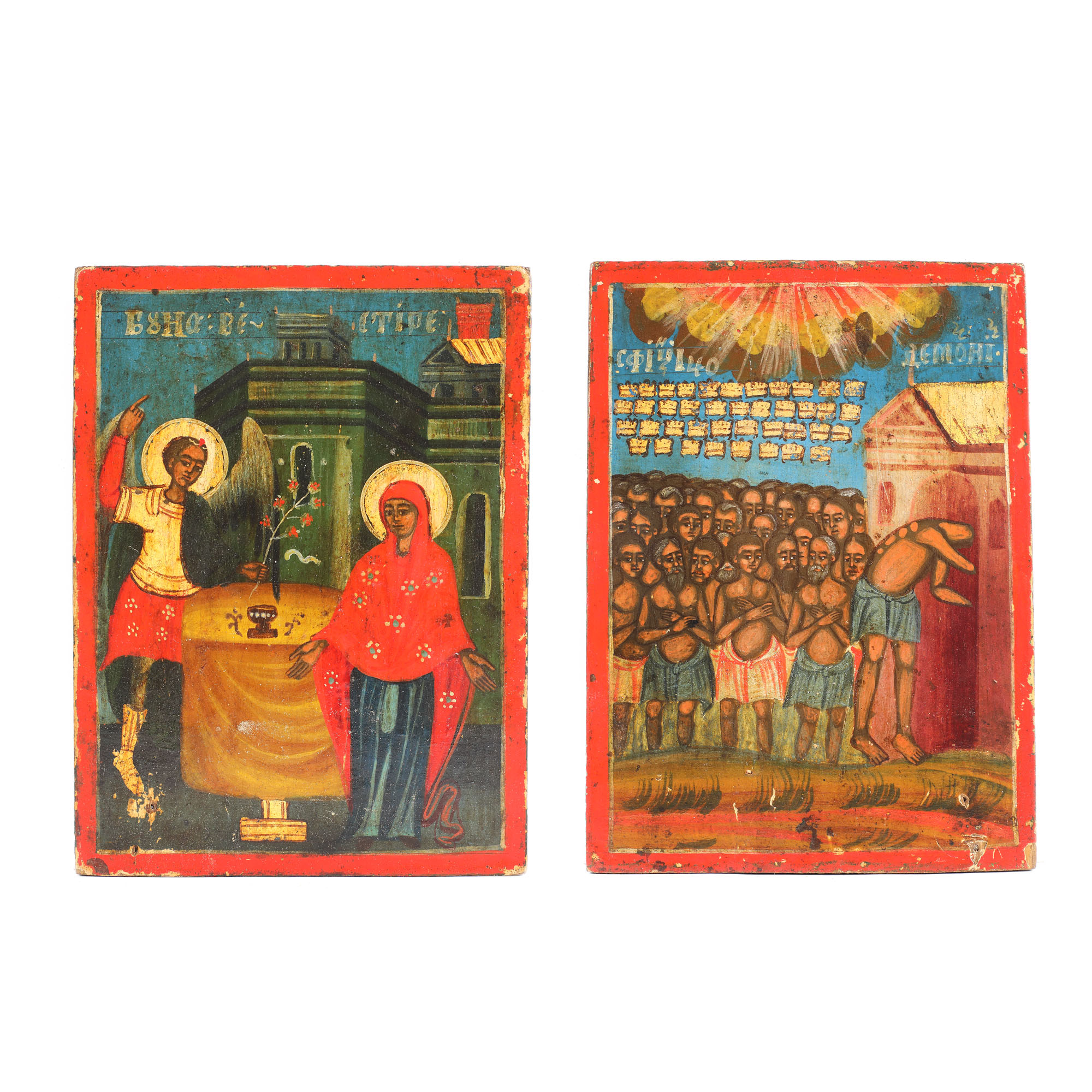 Icoană dublă prăznicar, "Buna Vestire” și ”Sfinții 40 de mucenici”, școală românească, început sec. XIX