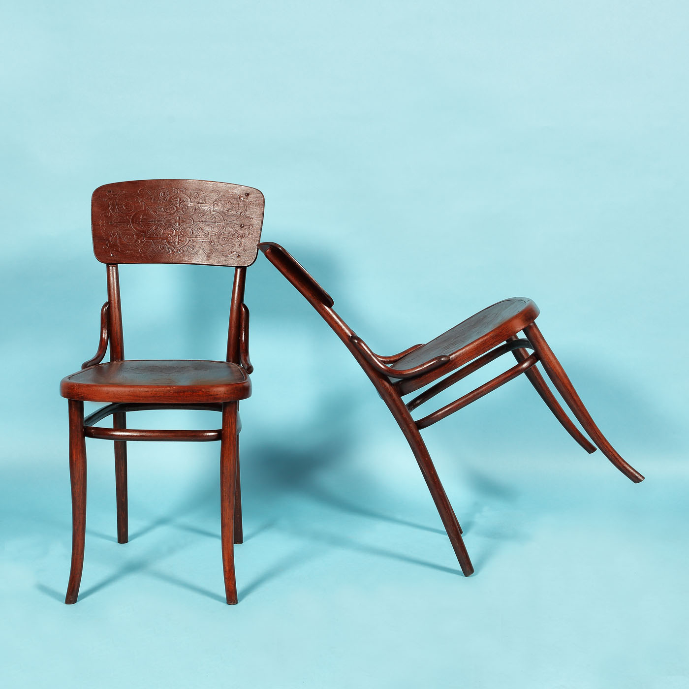 Pair of Thonet chairs with Neo-Renaissance relief decorations