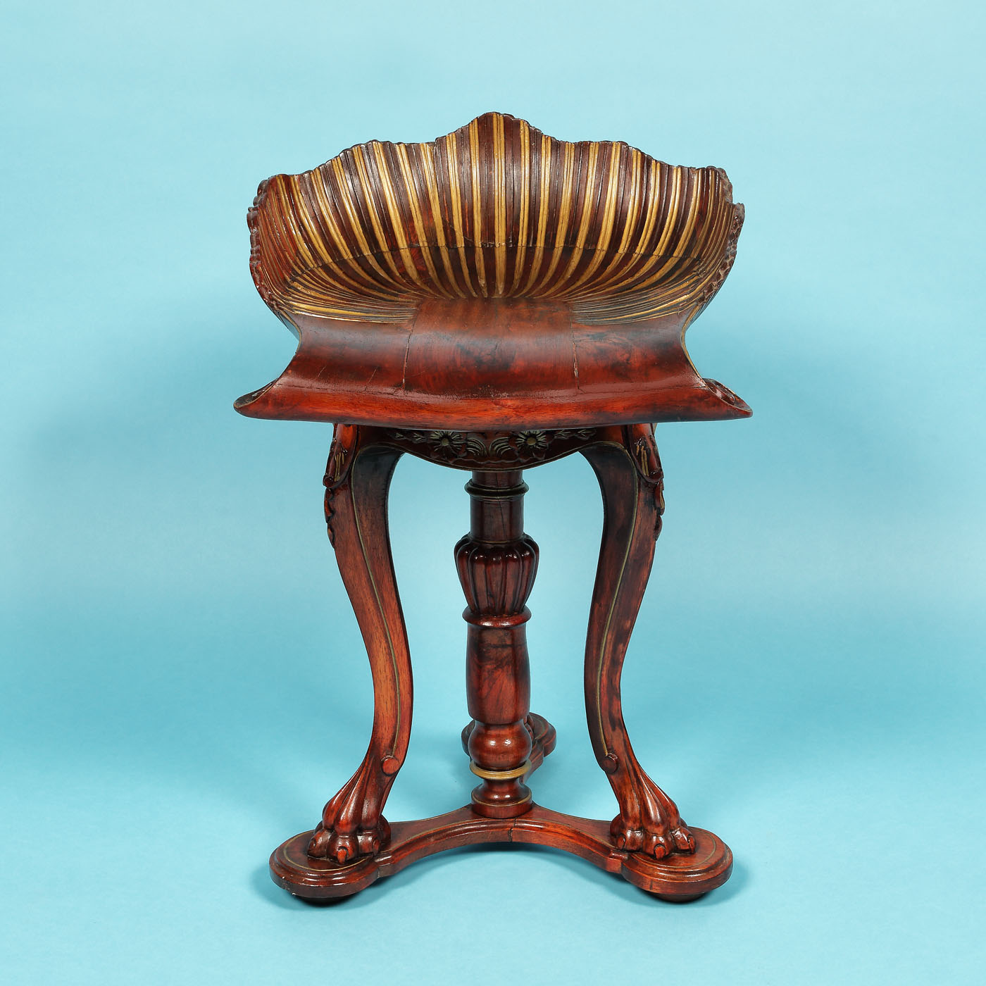 Exceptional walnut wood piano chair, second half of the 19th century