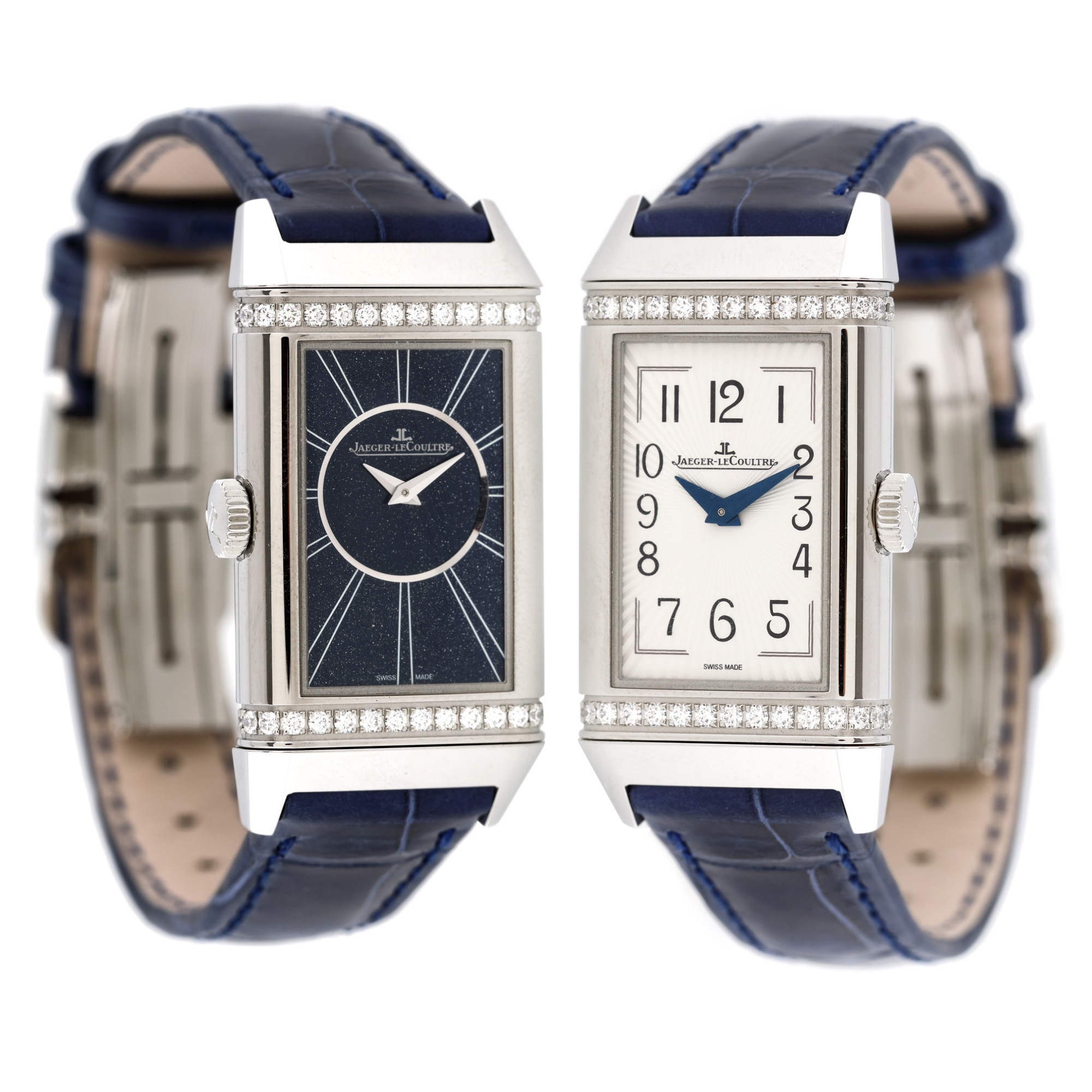 Ceas Jaeger-LeCoultre Reverso One Duetto, de mână, de damă, decorat cu diamante, vine însoțit de acte de proveniență și cutie originală