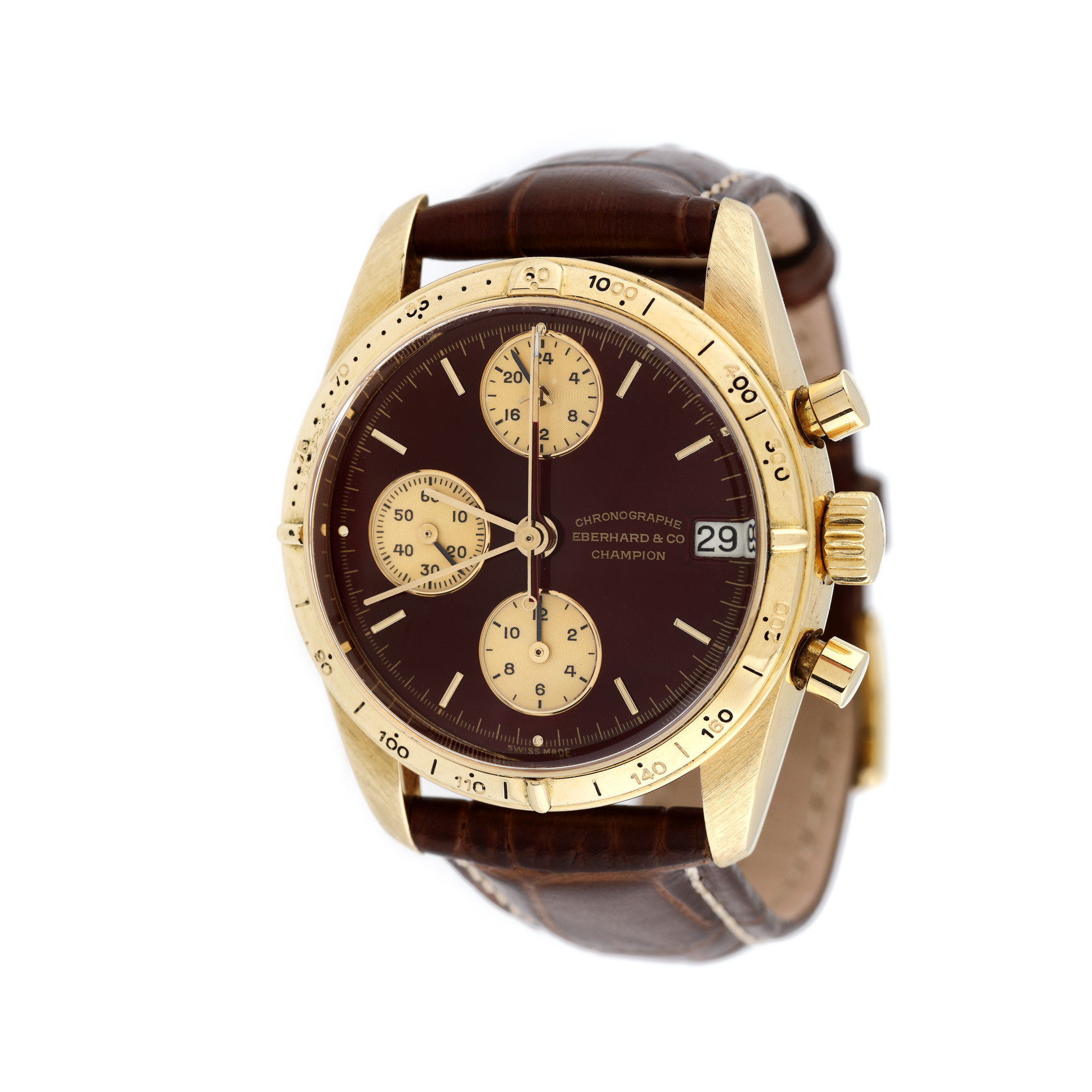 Ceas Eberhard & Co Champion Chronograph, din aur, de mână, bărbătesc