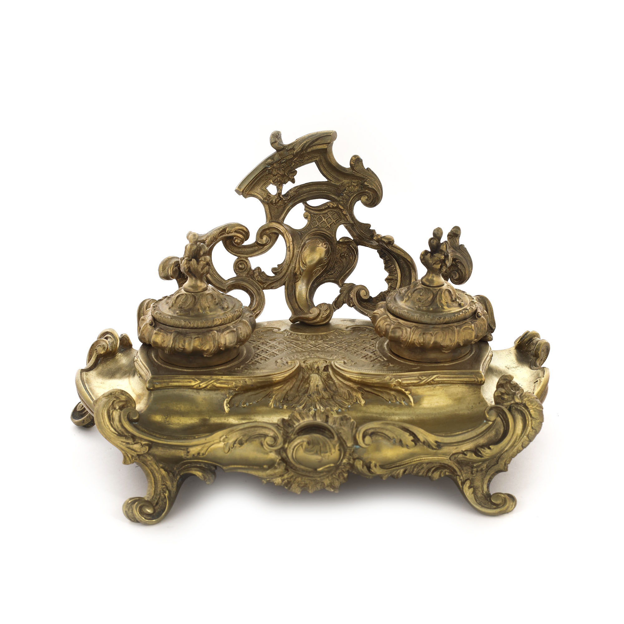 Encrier with Louis XV inspired decoration, made by Blot & Drouart, approx. 1880