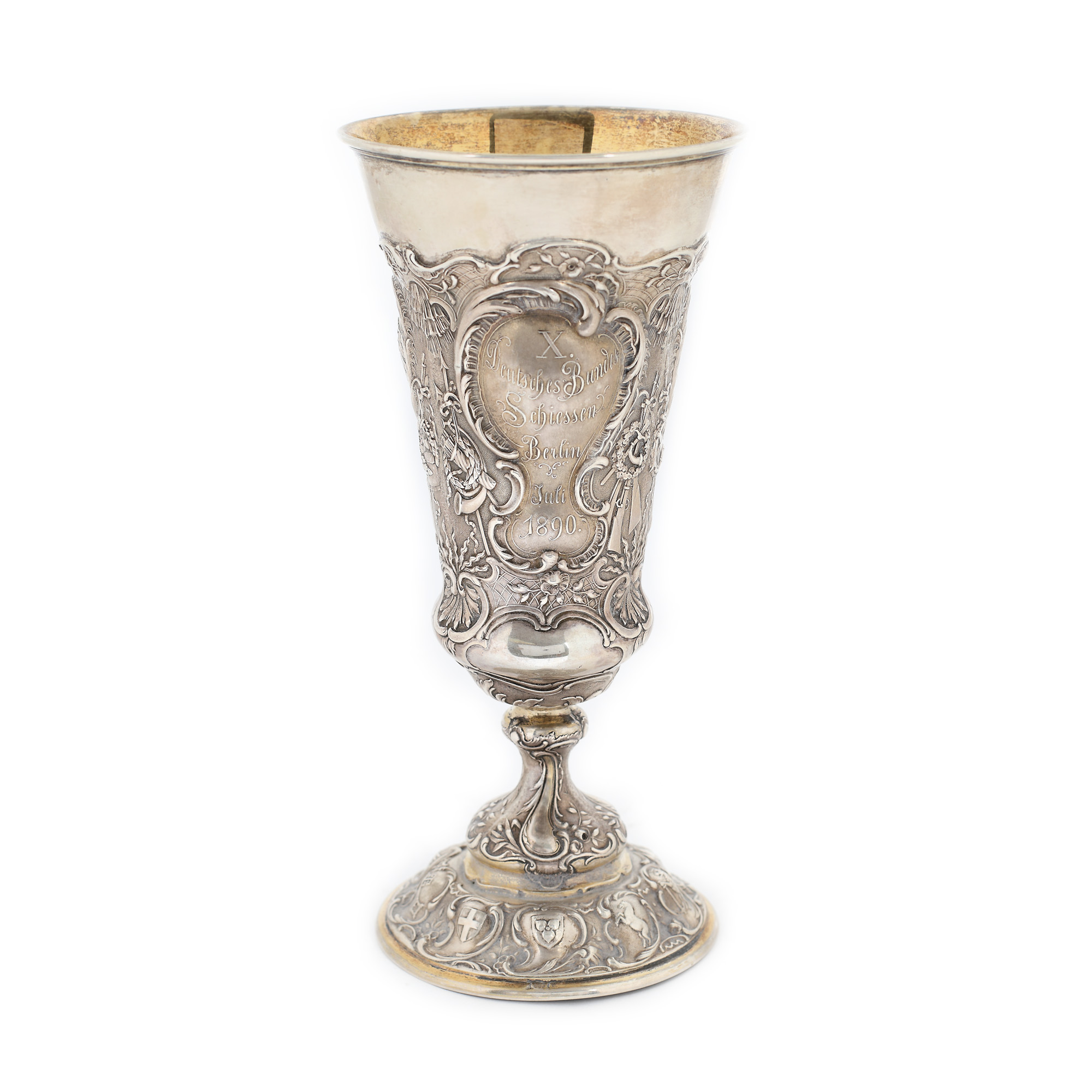 Cupă din argint, cu decor Neo-Rococo și inscripție aniversară, 1890