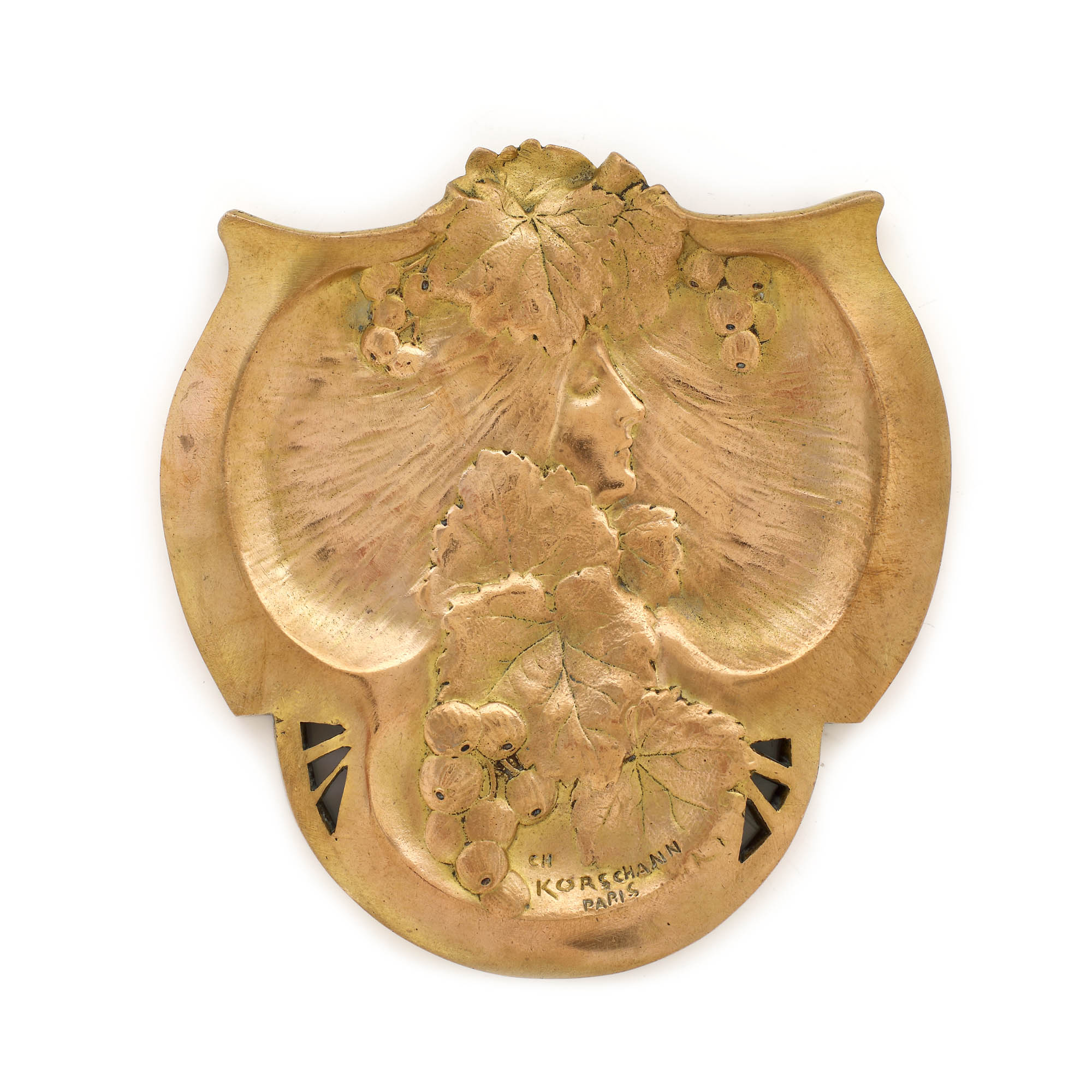 "Alegoria toamnei" - platou Art Nouveau, sculptat de Karl (Charles) Korschann, cca. 1900, piesă de colecție