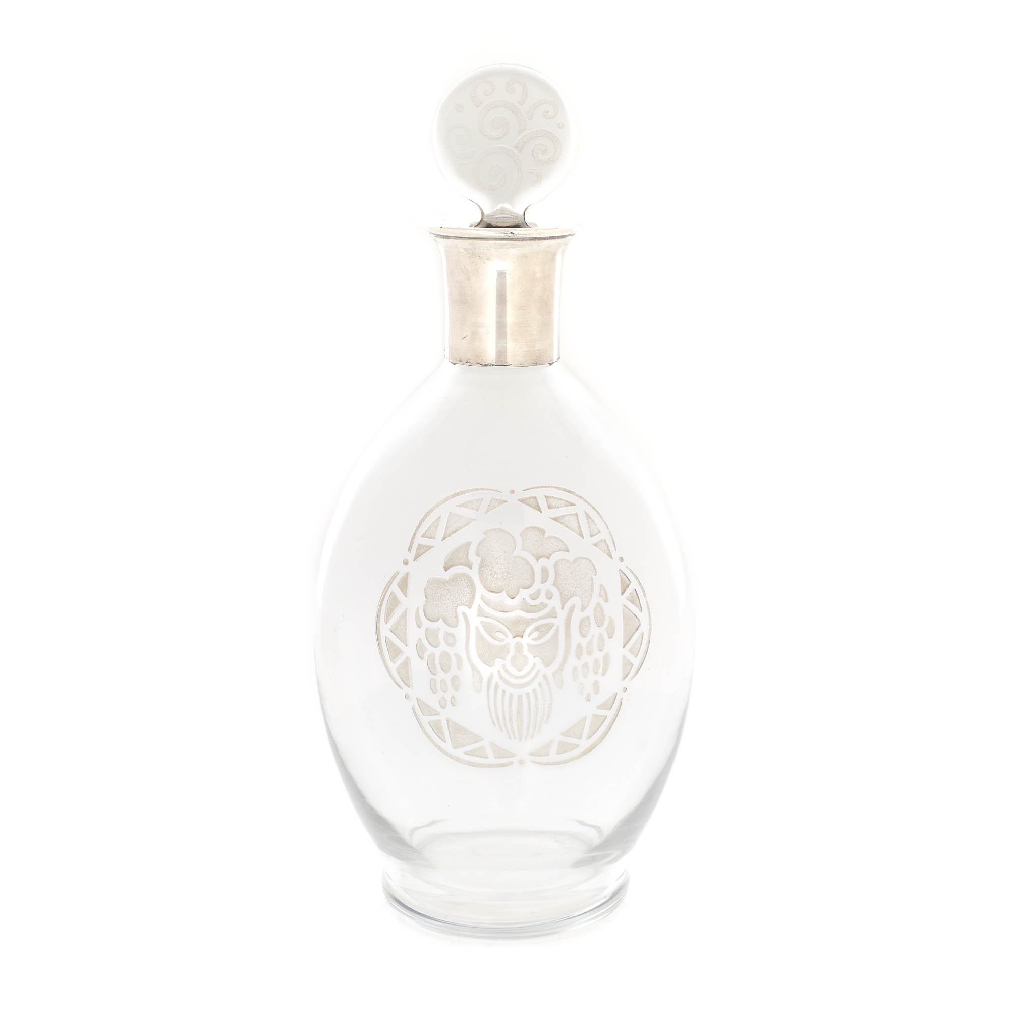"Bacchus" - flacon din cristal Baccarat, cu montură din argint Marius Nicoud, design Georges Chevalier, 1921, piesă de colecție