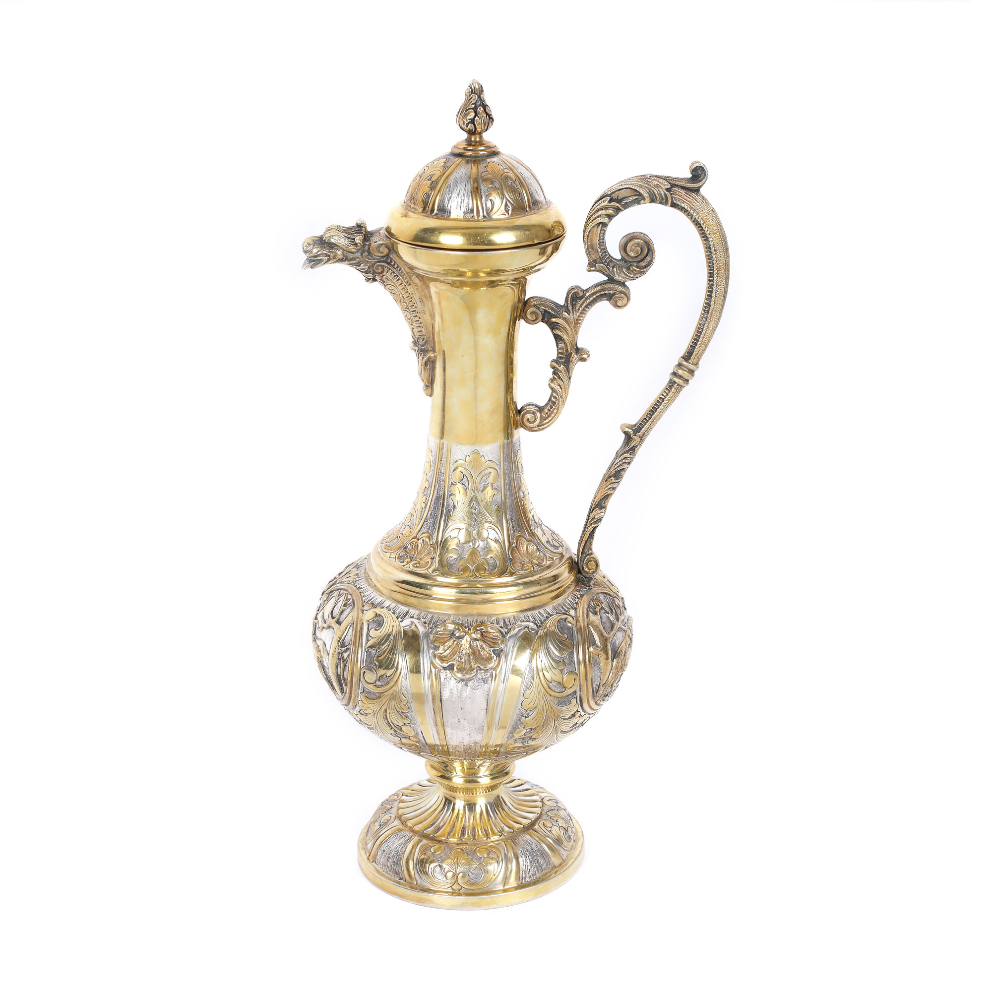 Carafă cu decor Neo-Renascentist din argint aurit, cca. 1900-1950