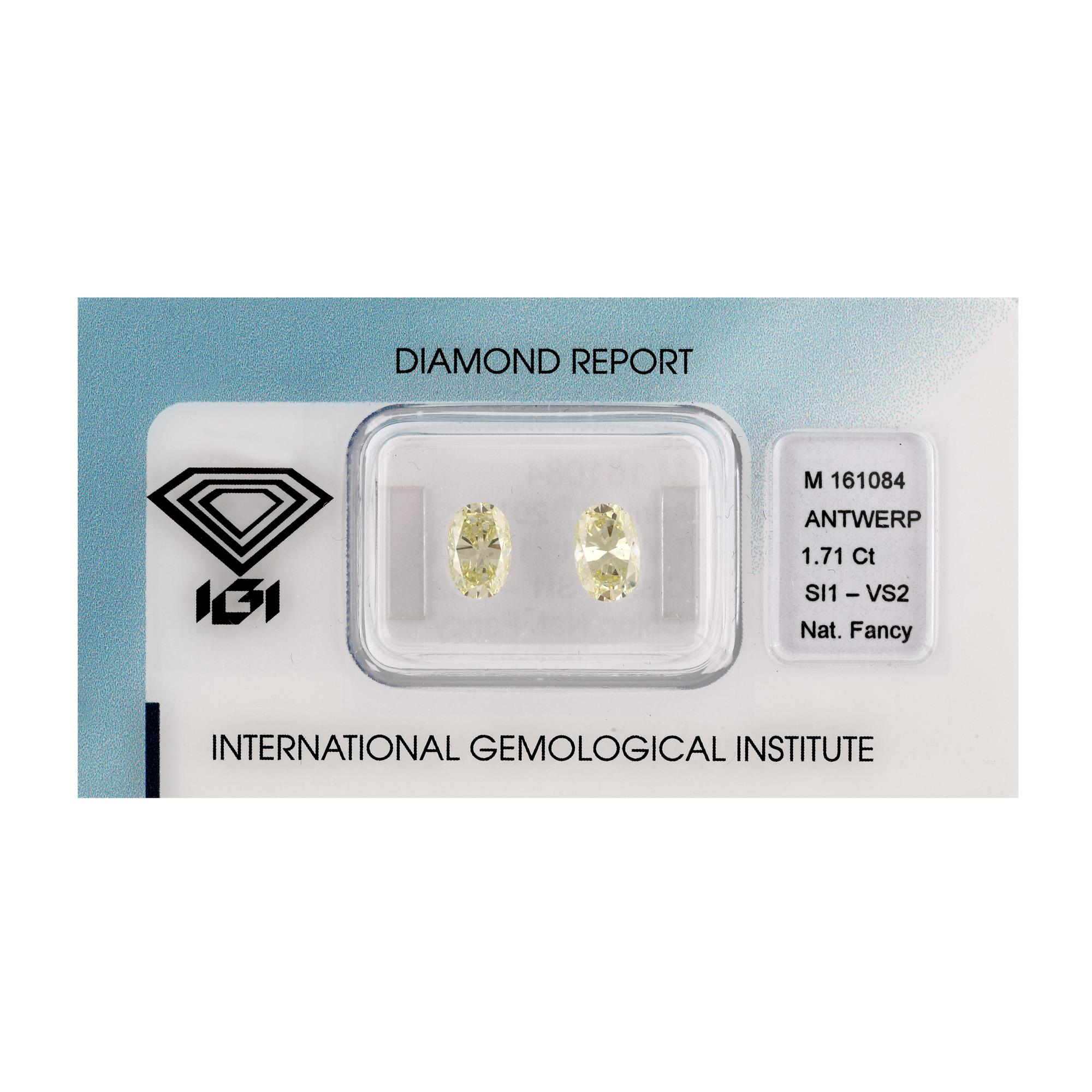 Pereche de diamante natural fancy yellow, cca. 1,71 ct.