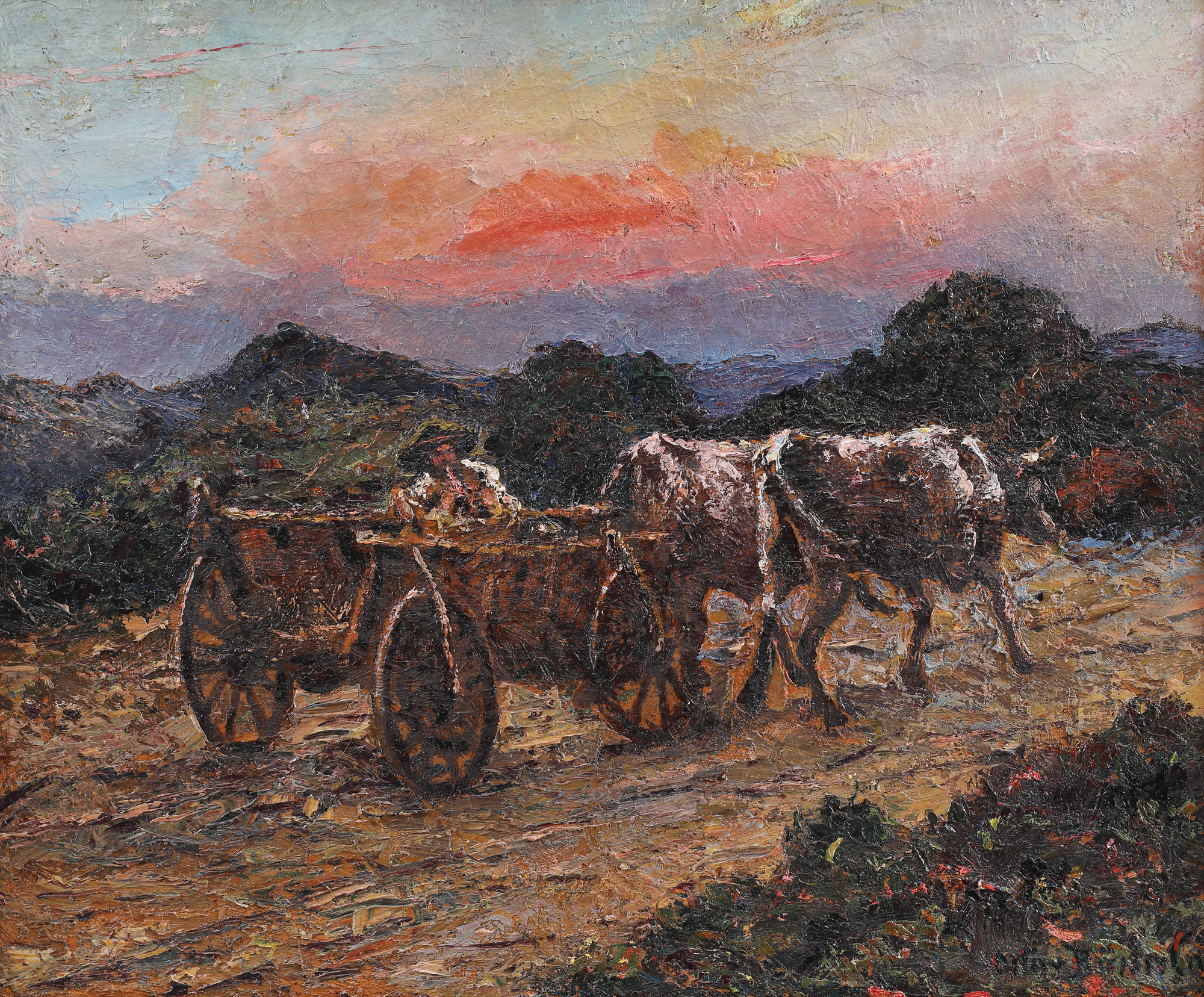 Returning From The Field At Sunset
