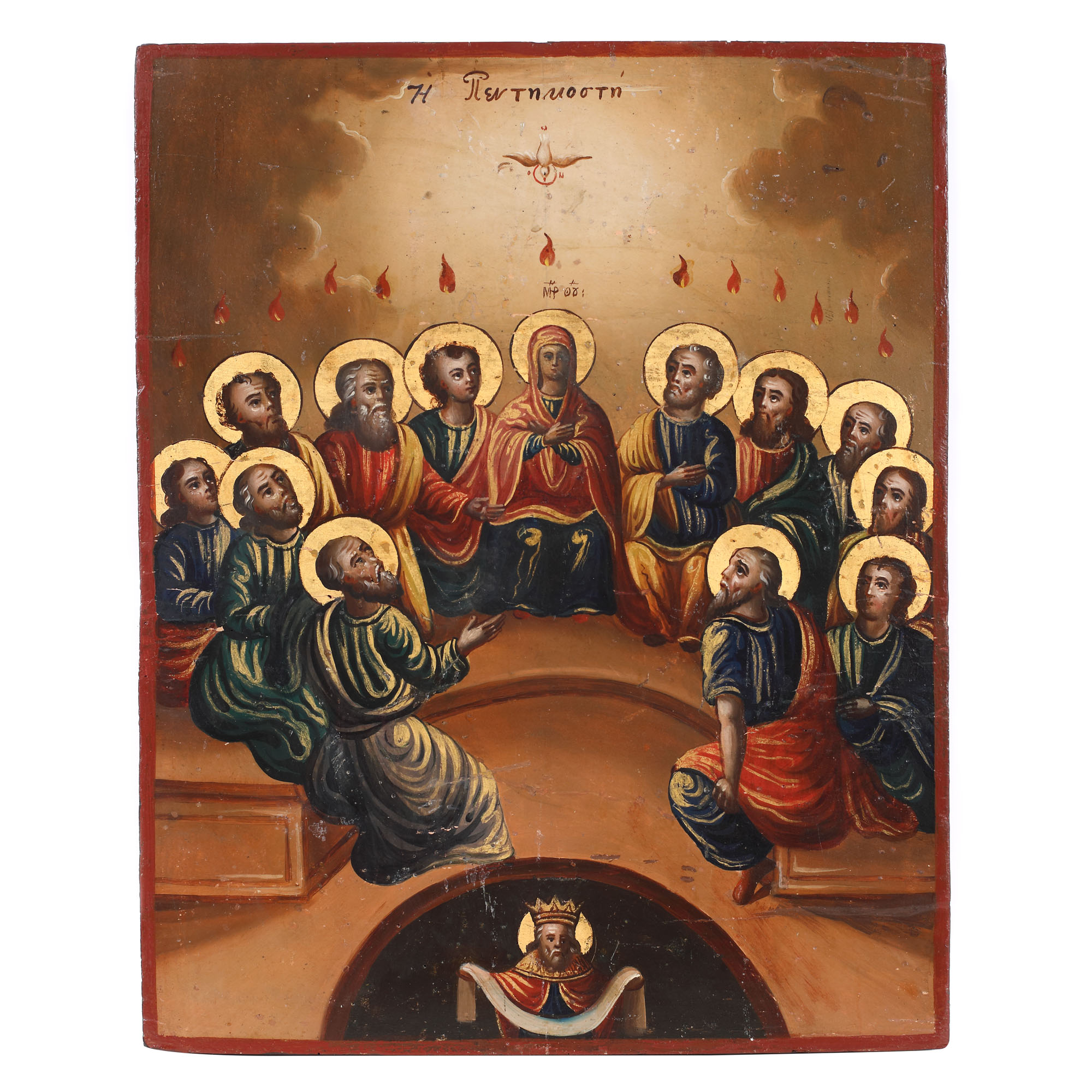 "The Descent Of The Holy Spirit", icon on wood, Greek school, mid-19th century