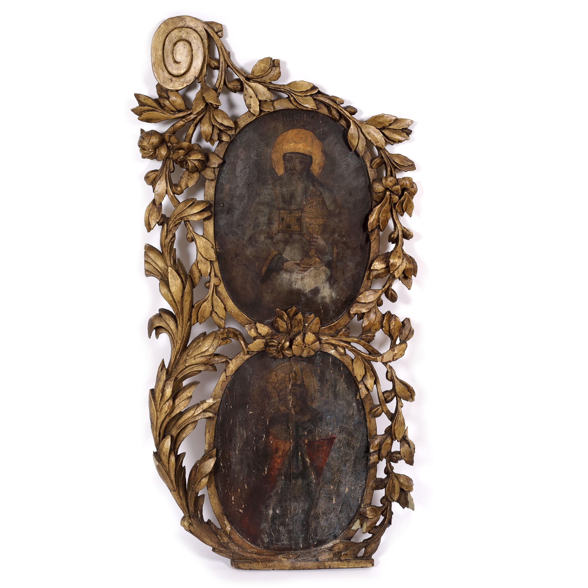 Fragment of the iconostasis with the scene "The Holy Prophet Aaron And A Saint", Romanian school, late 19th century