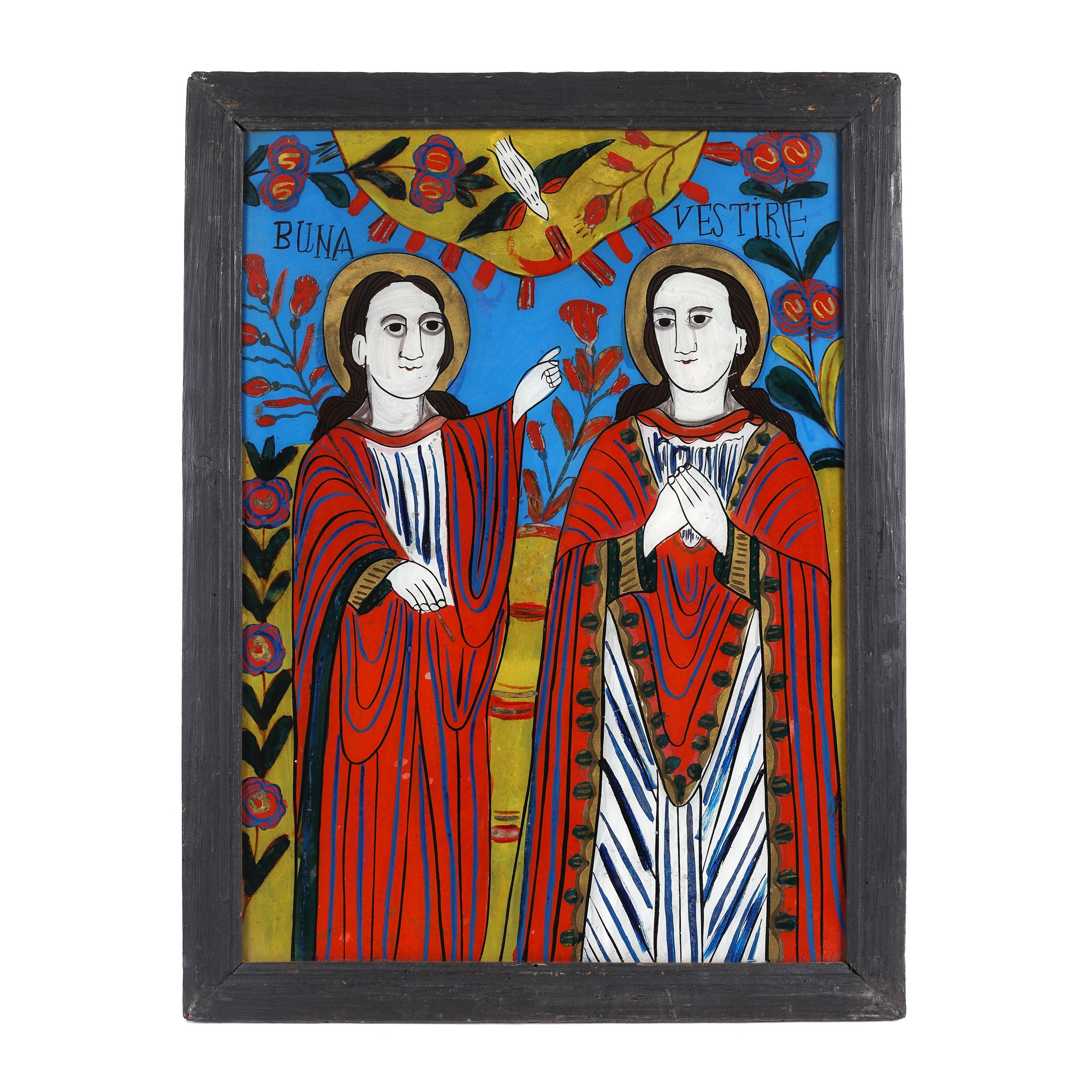 Icoană pe sticlă, ”Buna Vestire”, atelier din Gherla, începutul sec. XX