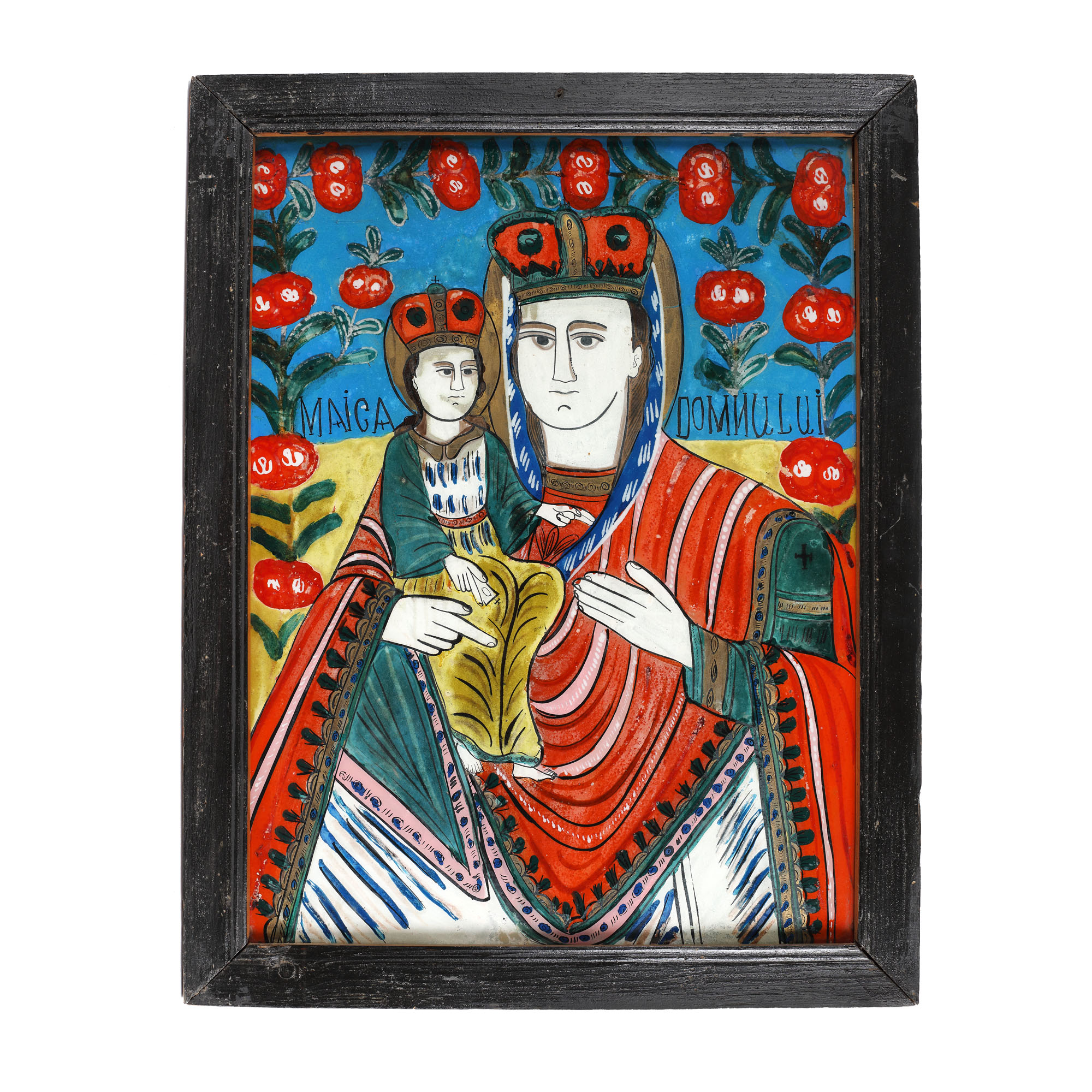 Icoană pe glajă, "Maica Domnului cu Pruncul (Hodighitria)", atelier din Gherla, începutul sec. XX