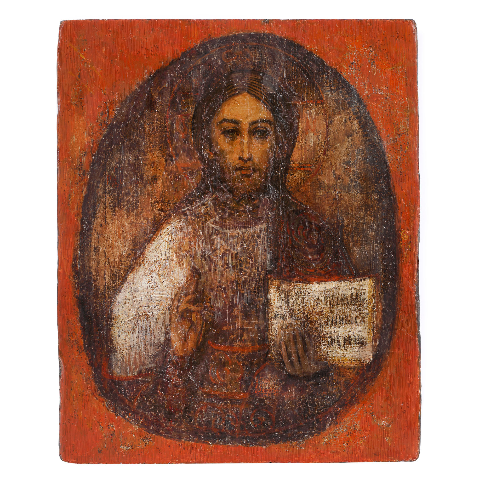 Icoană pe lemn, ”Iisus Pantocrator”, școală rusească, a doua jumătate a sec. XIX, provine din colecția pictorului Honoriu Crețulescu