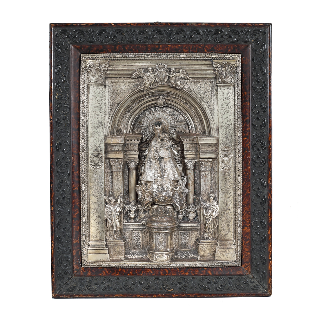 "The Virgin Of The Forlorns", silver-plated brass icon, Spanish school, late 19th century