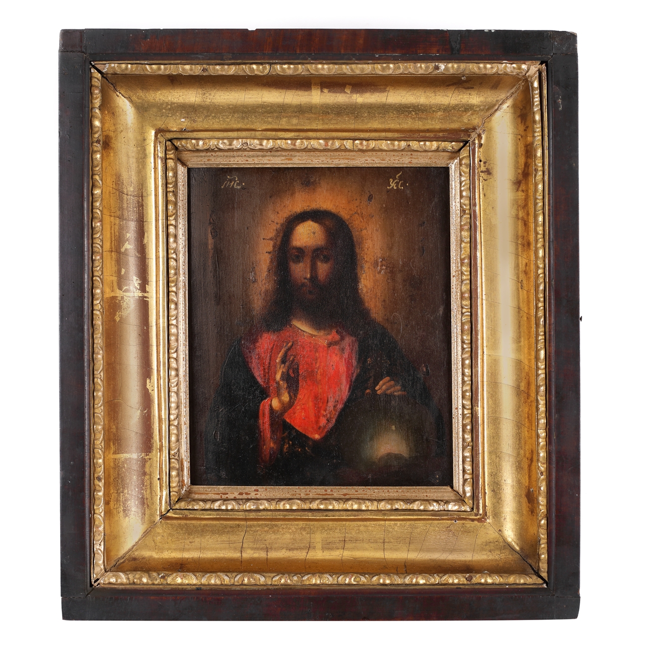 Icoană pe lemn, ”Iisus Pantocrator” ("Salvator Mundi"), școală rusească, prima jumătate a sec. XIX