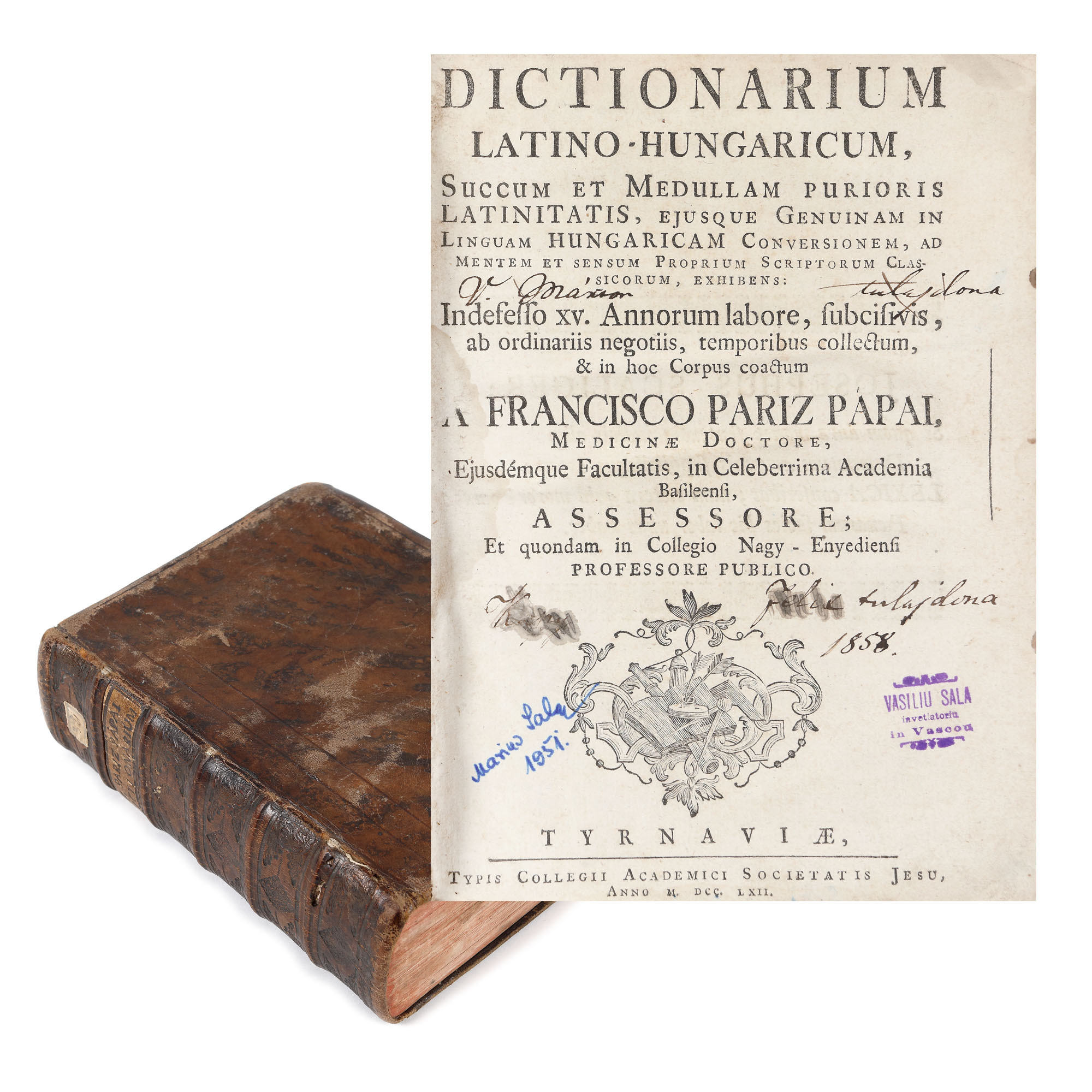 ”Dictionar latino-maghiar”, de Francisco Pariz Papai, latină, Trnava, 1762