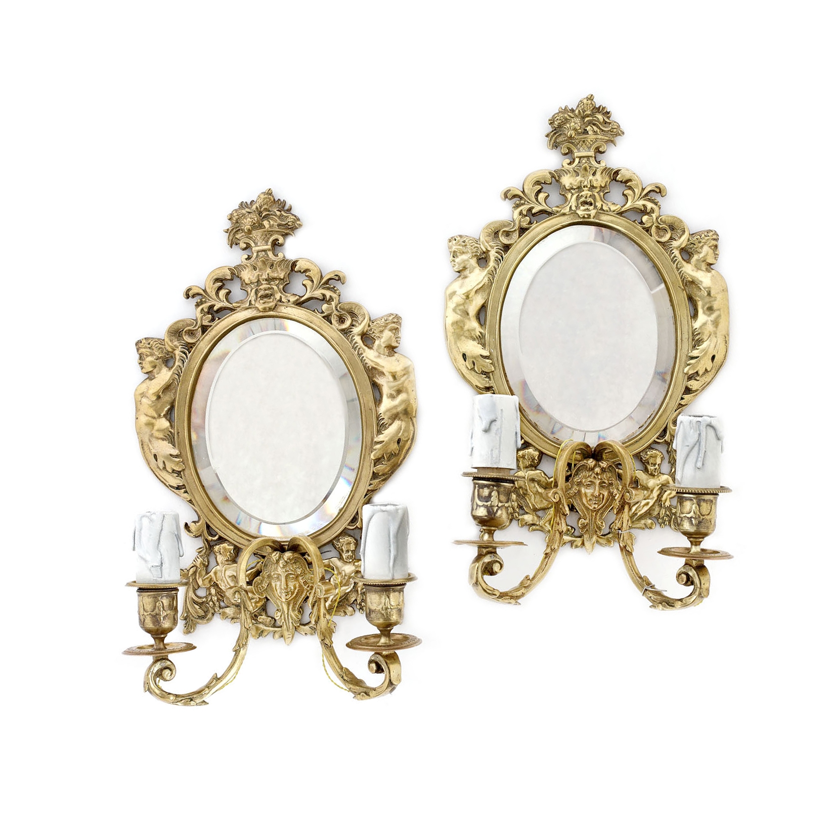 Pereche de aplice în manieră Régence, decorată cu cariatide și mascaroane, cca. 1850