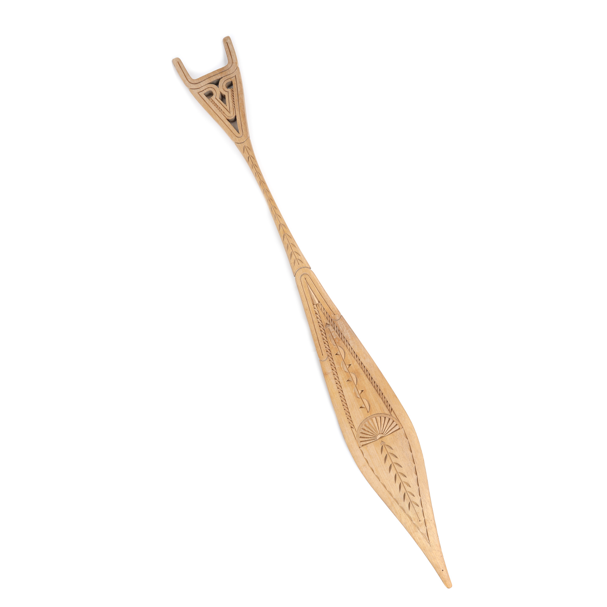 Vâslă decorativă, din lemn exotic, pentru canoe, Haiti