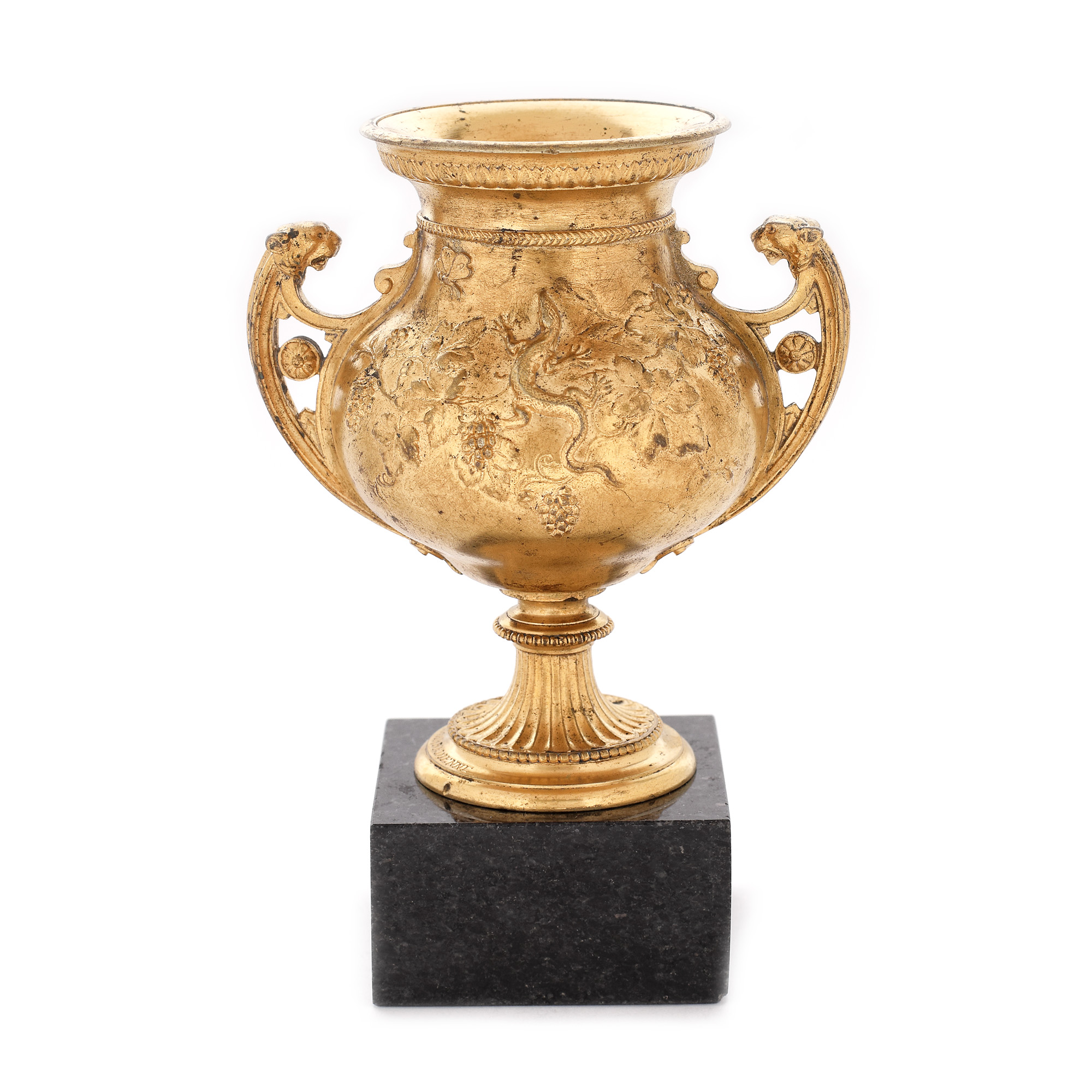 Gilded bronze Barbedienne cup, decorated with plant elements, late 19th century
