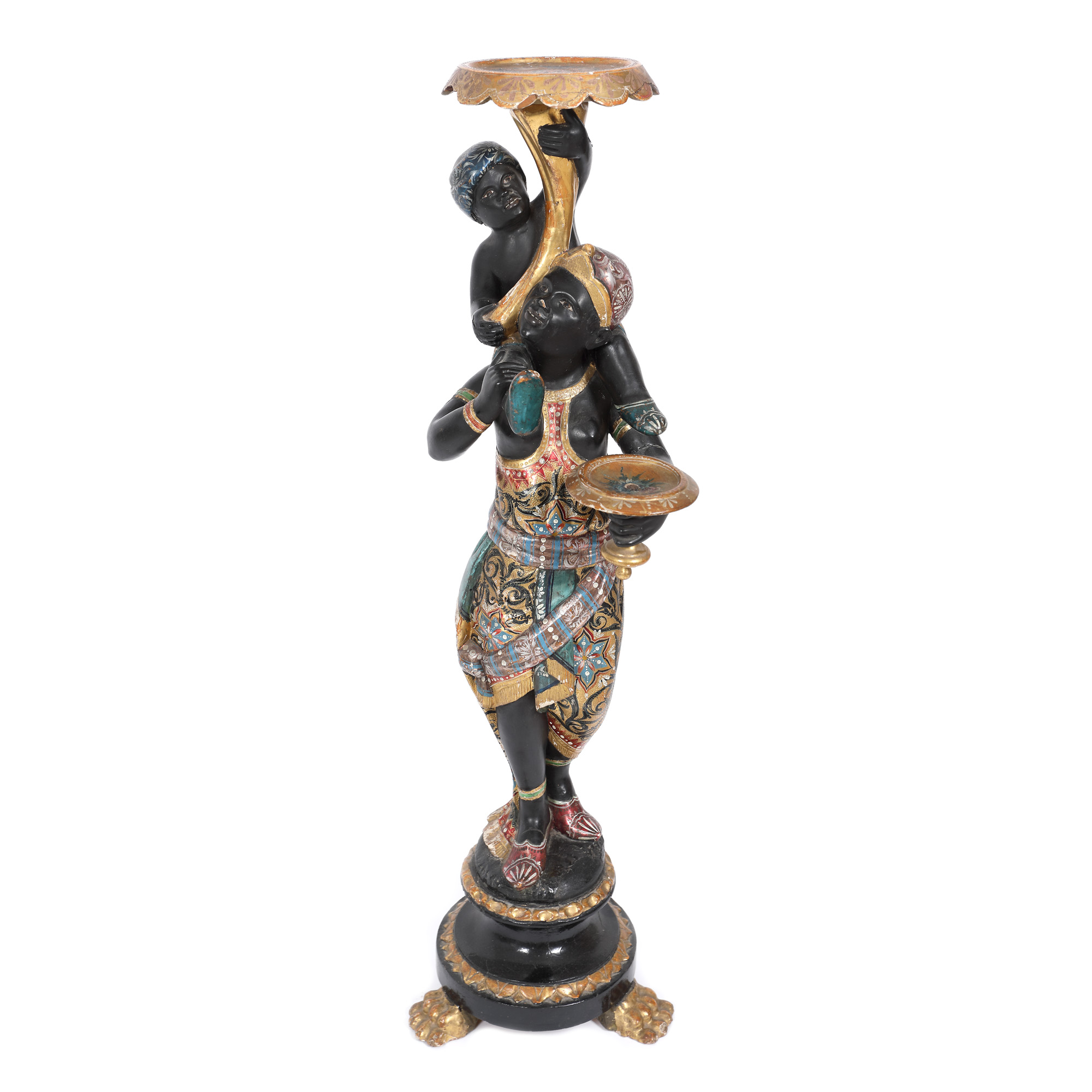 Blackamoor pedestal, painted and carved wood, early 20th century