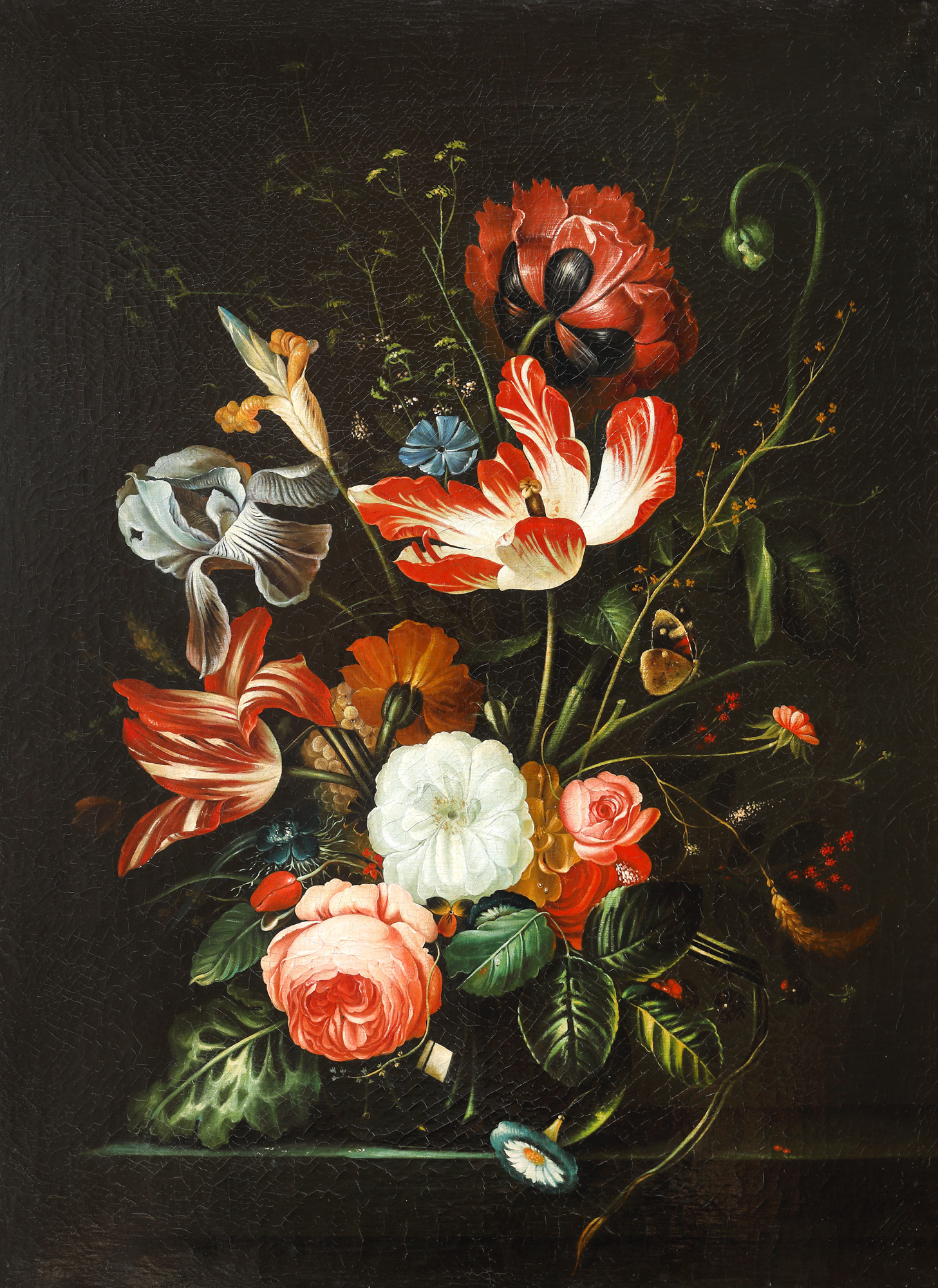 Still Life with Tulips, Roses, Daisies and Butterflies