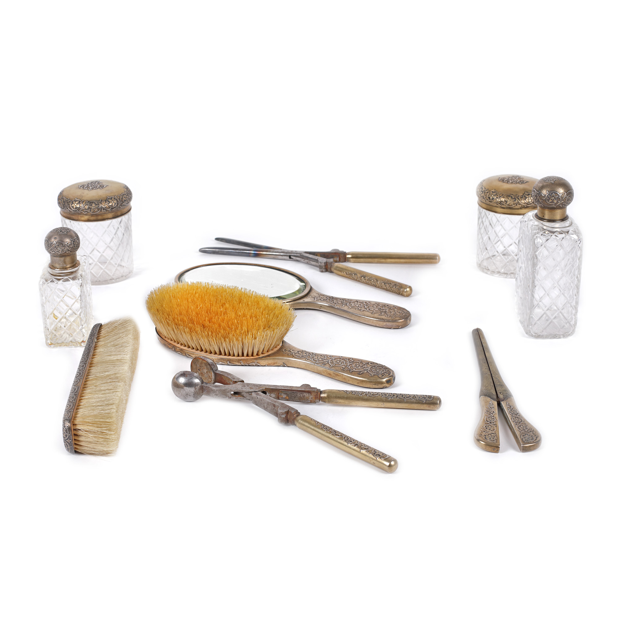 Toilet service, monogrammed, 19th century