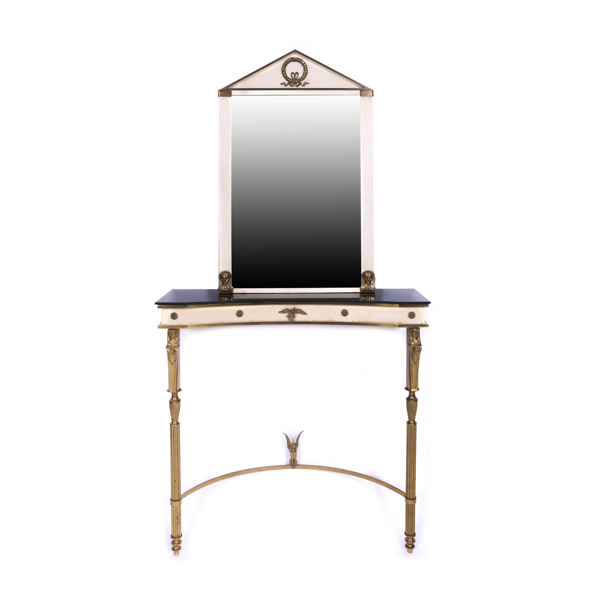 Pereche Egyptian Revival, oglindă și consolă, cca. 1915