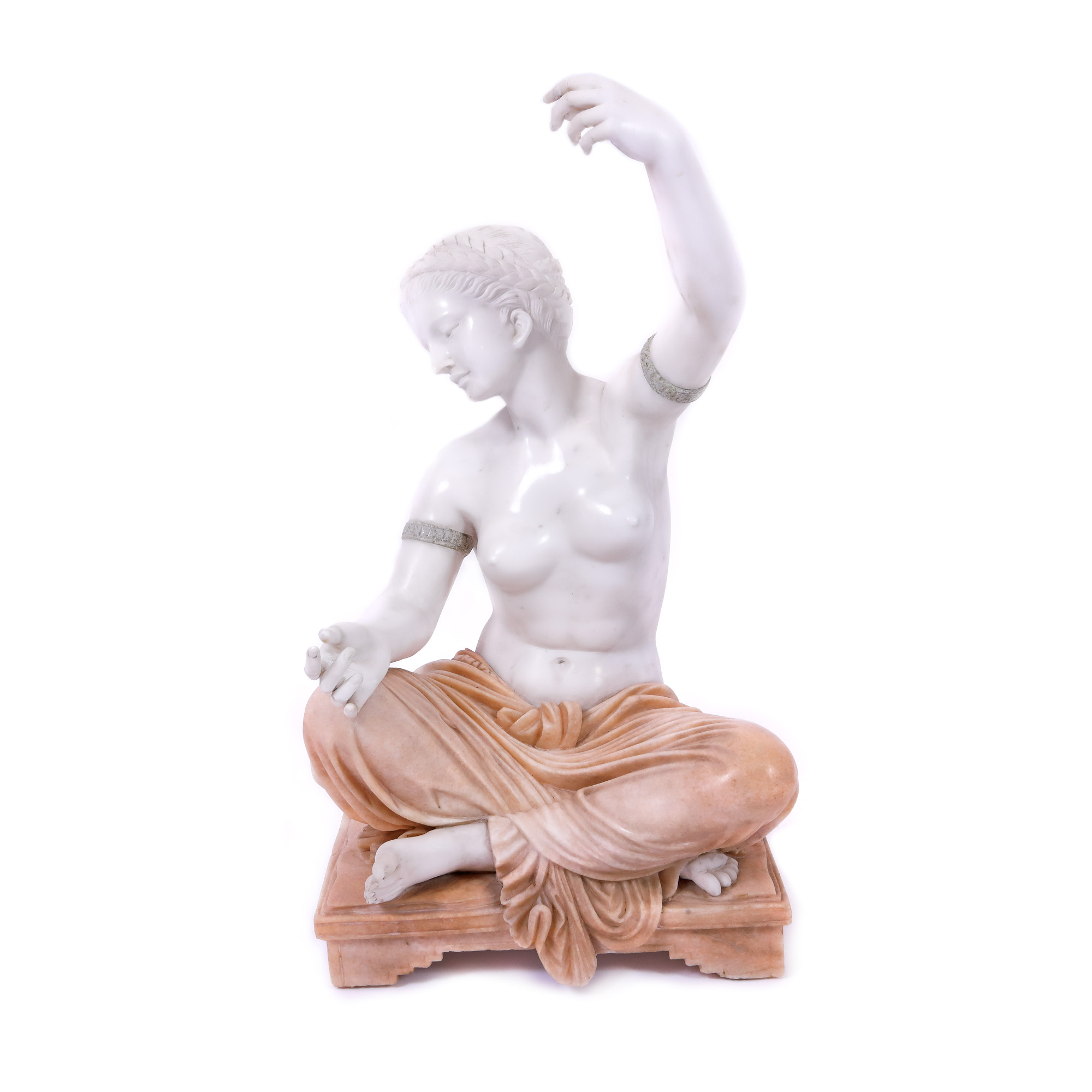Dancing girl, monumental marble statuette, two colours, approx. 1900