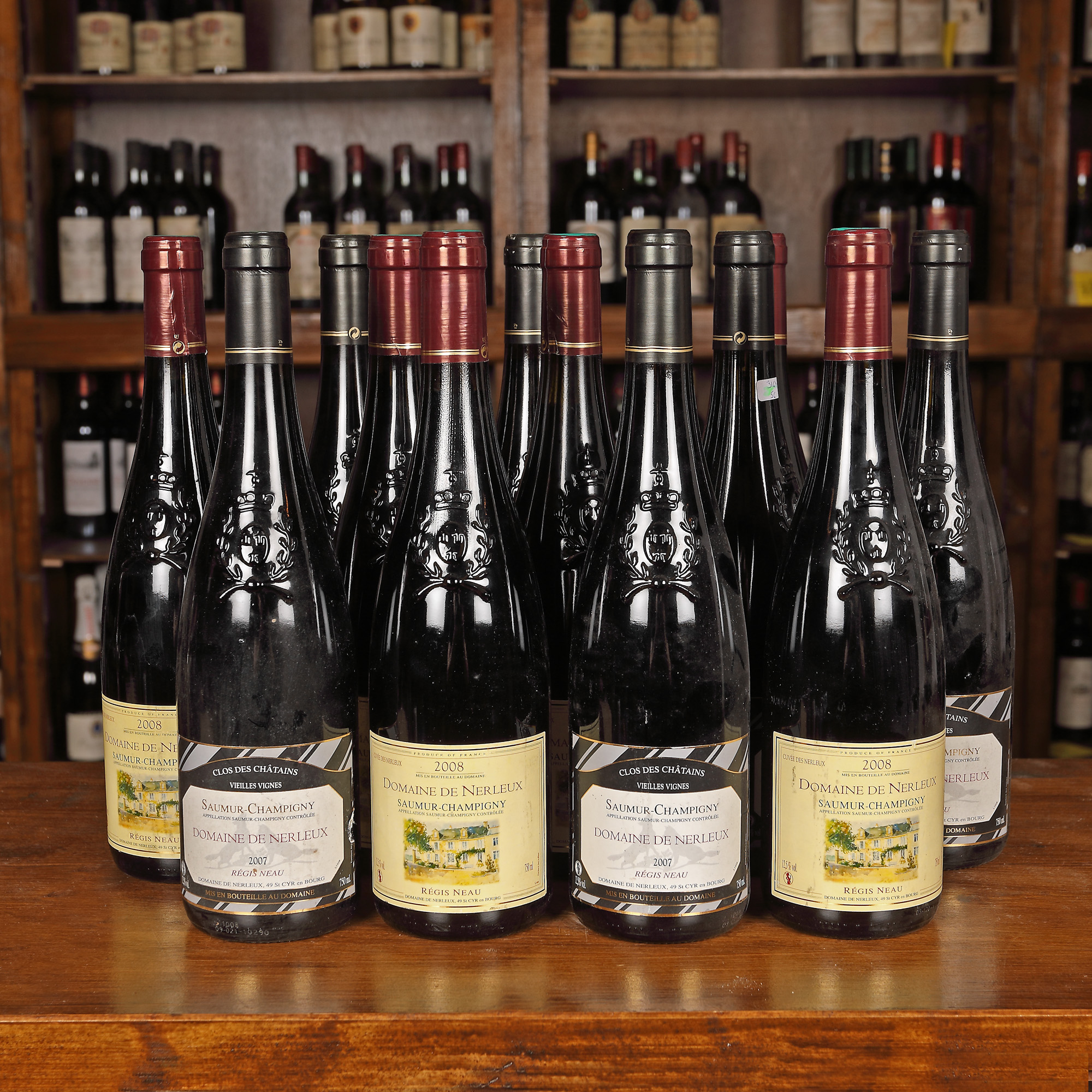 Lot de vinuri Domaine de Nerleux, Saumur-Champigny, 2007-2008, 12st x 0,75l