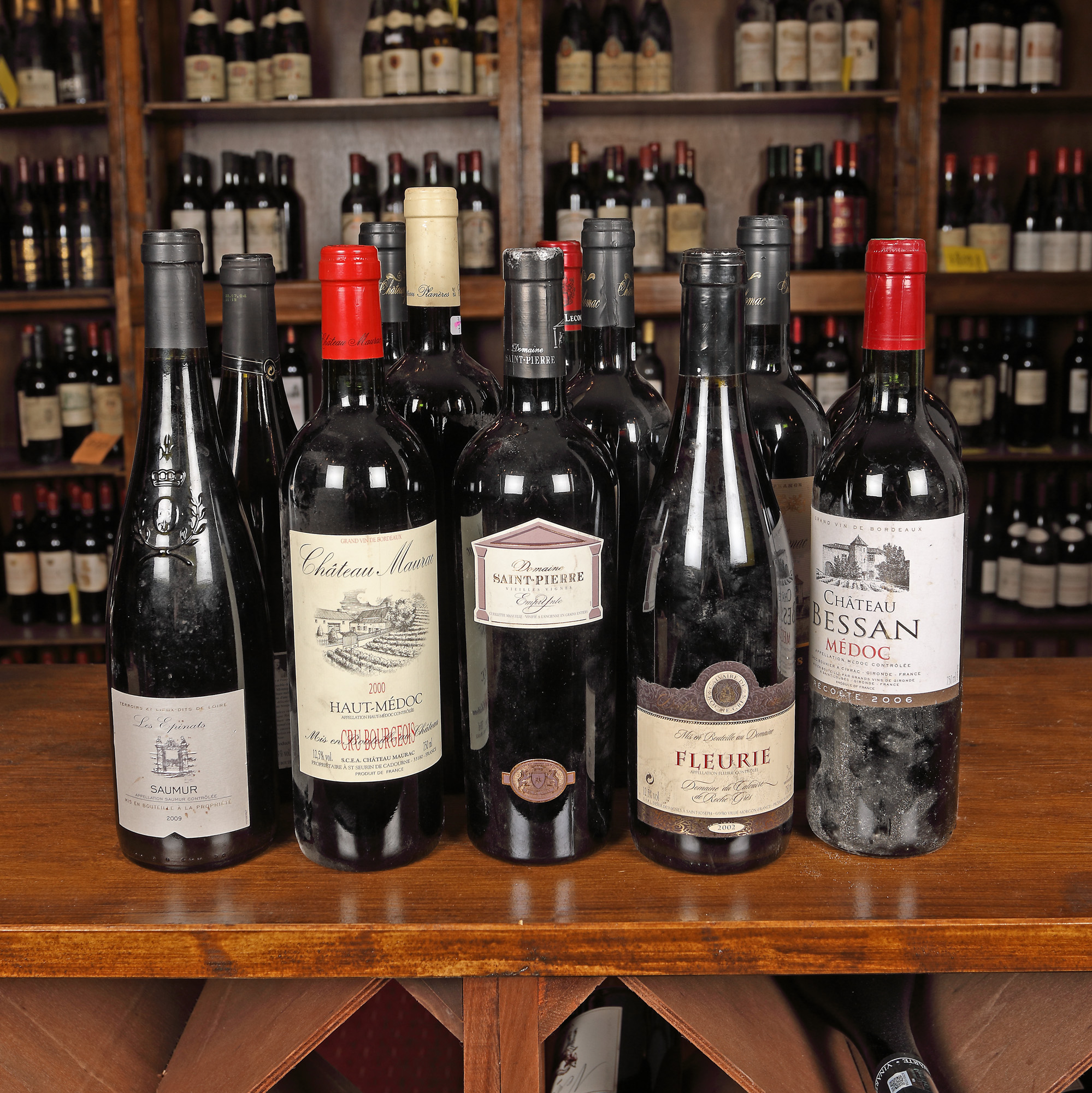 Lot de diverse vinuri franțuzești, anii 2000, 12st x 0,75l