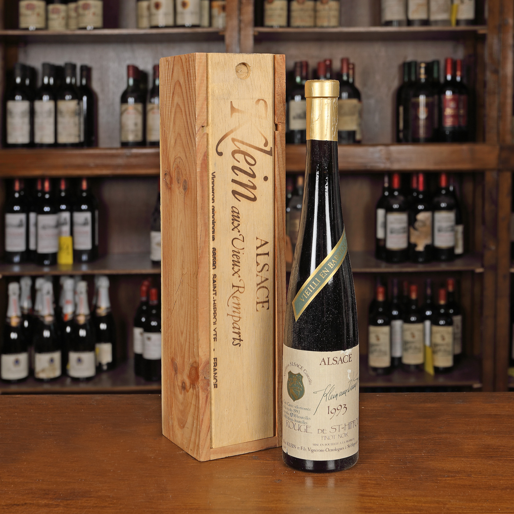 Pinot Noir de Alsacia, 1993, în cutia originală