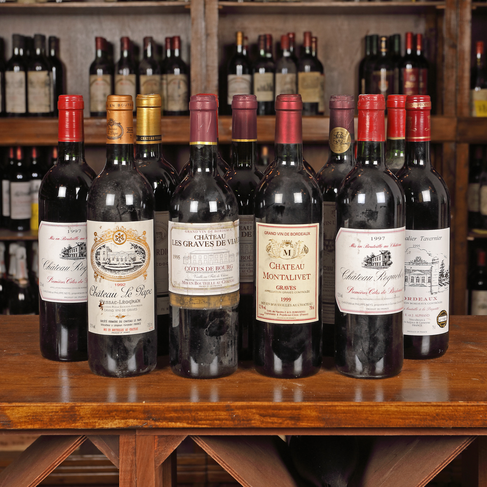 Interesant lot de vinuri bordeleze, anii 1990, 12st x 0,75l