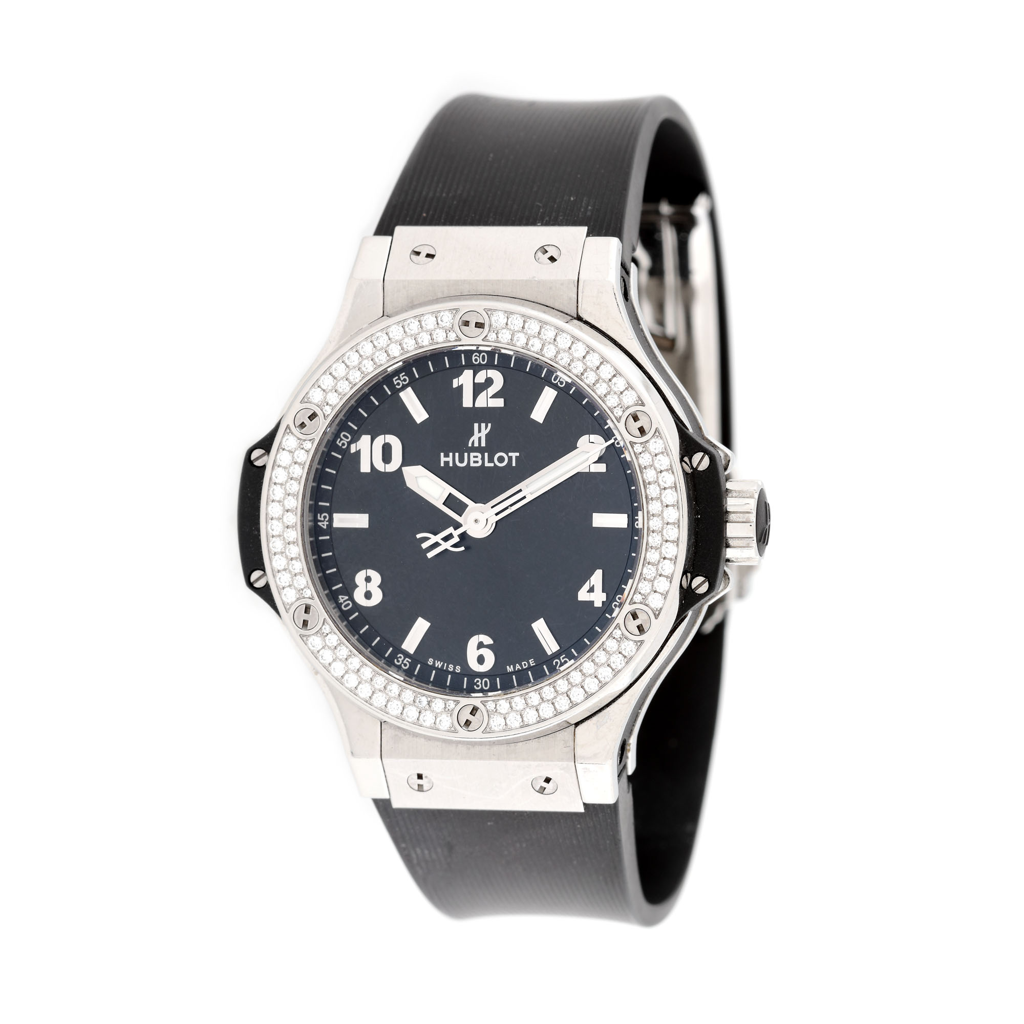 Hublot Big Bang wristwatch, women, bezel decorated with diamonds, guarantee card and original box