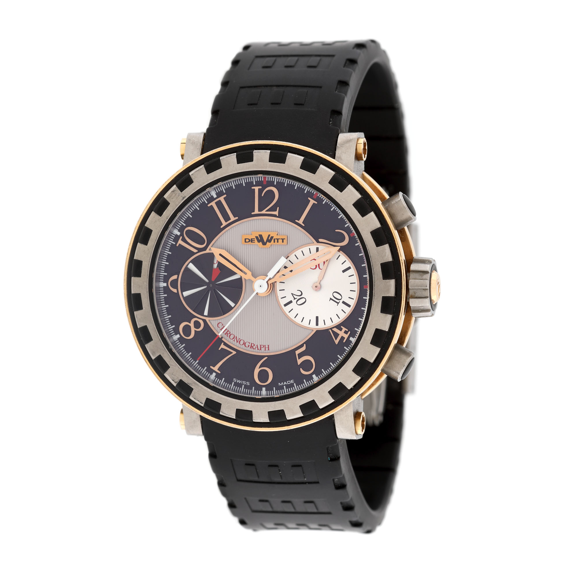 DeWitt Academia Chronographe wristwatch, titanium and gold, men, limited edition 189/999