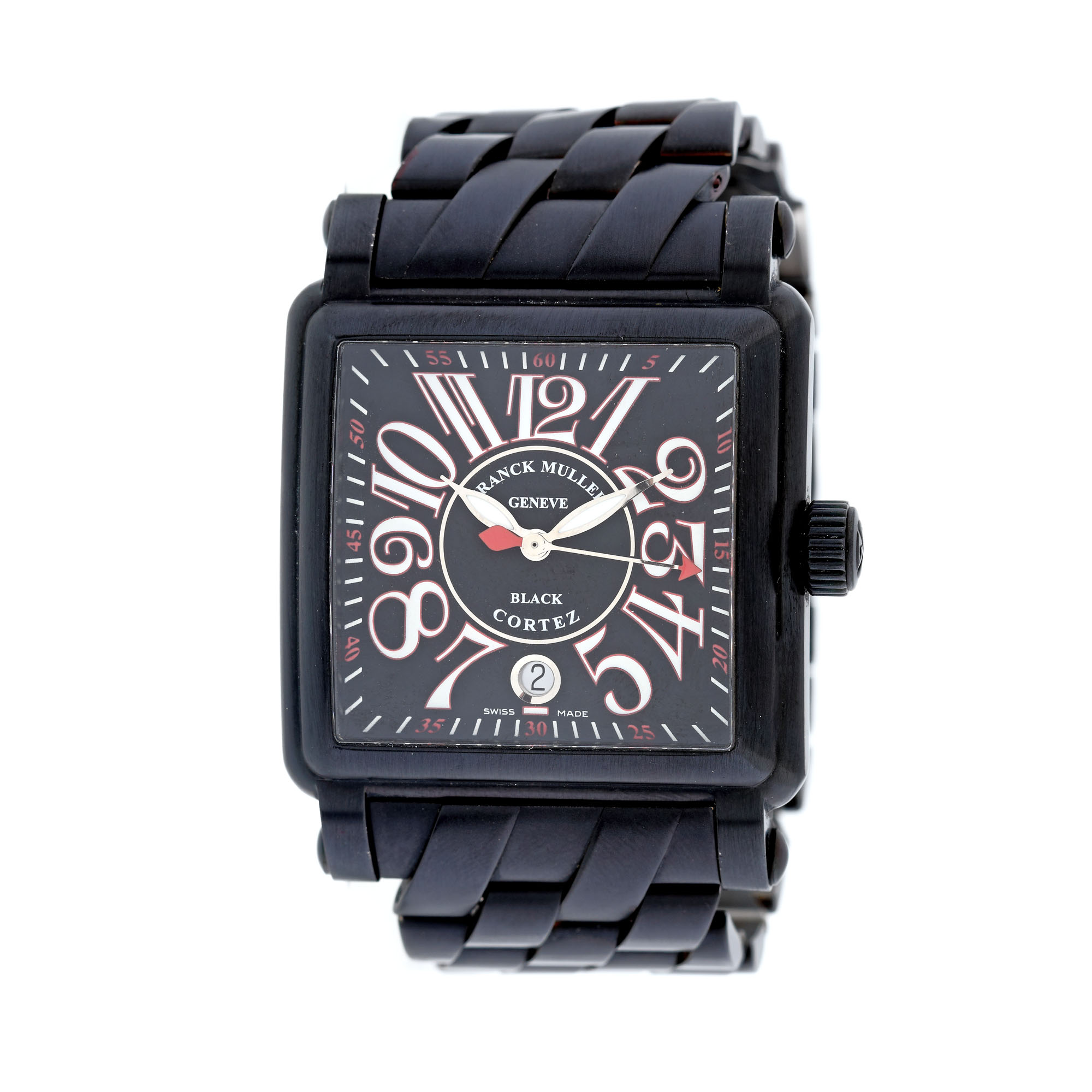 Ceas Franck Muller Black Cortez Conquistador, de mână, bărbătesc, însoțit de curea de schimb