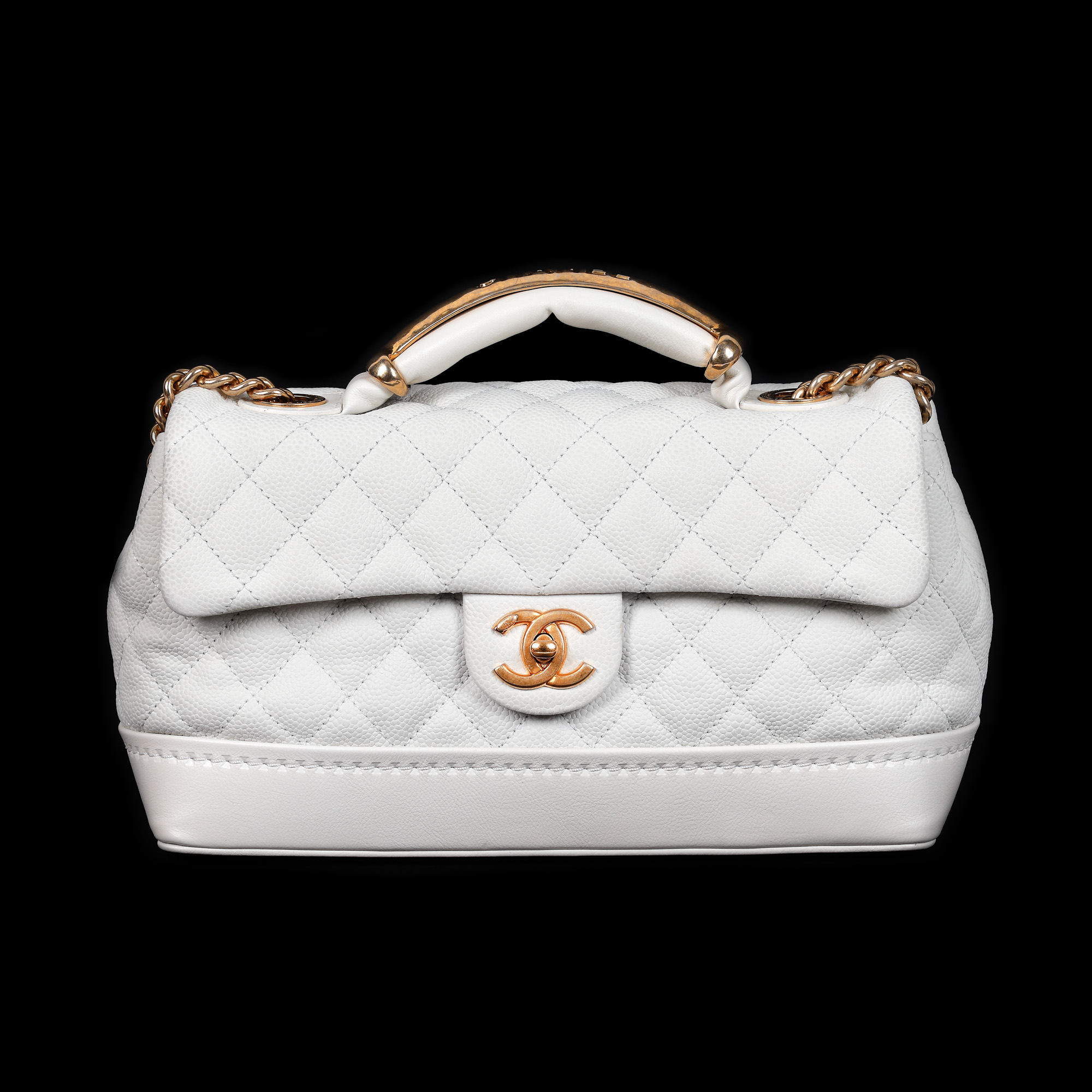 "Globe Trotter Flap" - Chanel bag, quilted leather, white, authenticity card and original cover