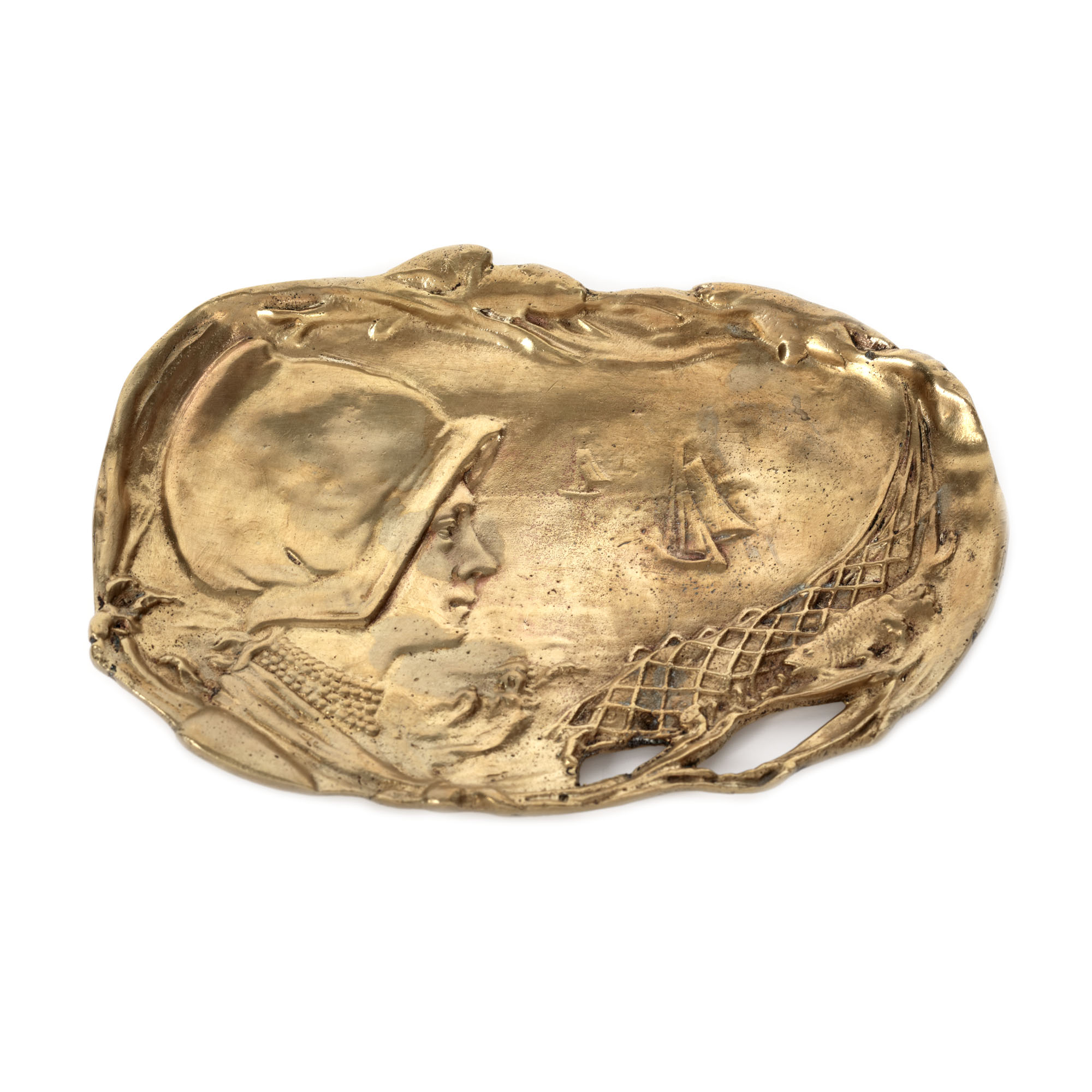 "Bretonă privind marea" - vide-poche Art Nouveau, din bronz aurit, cca. 1900